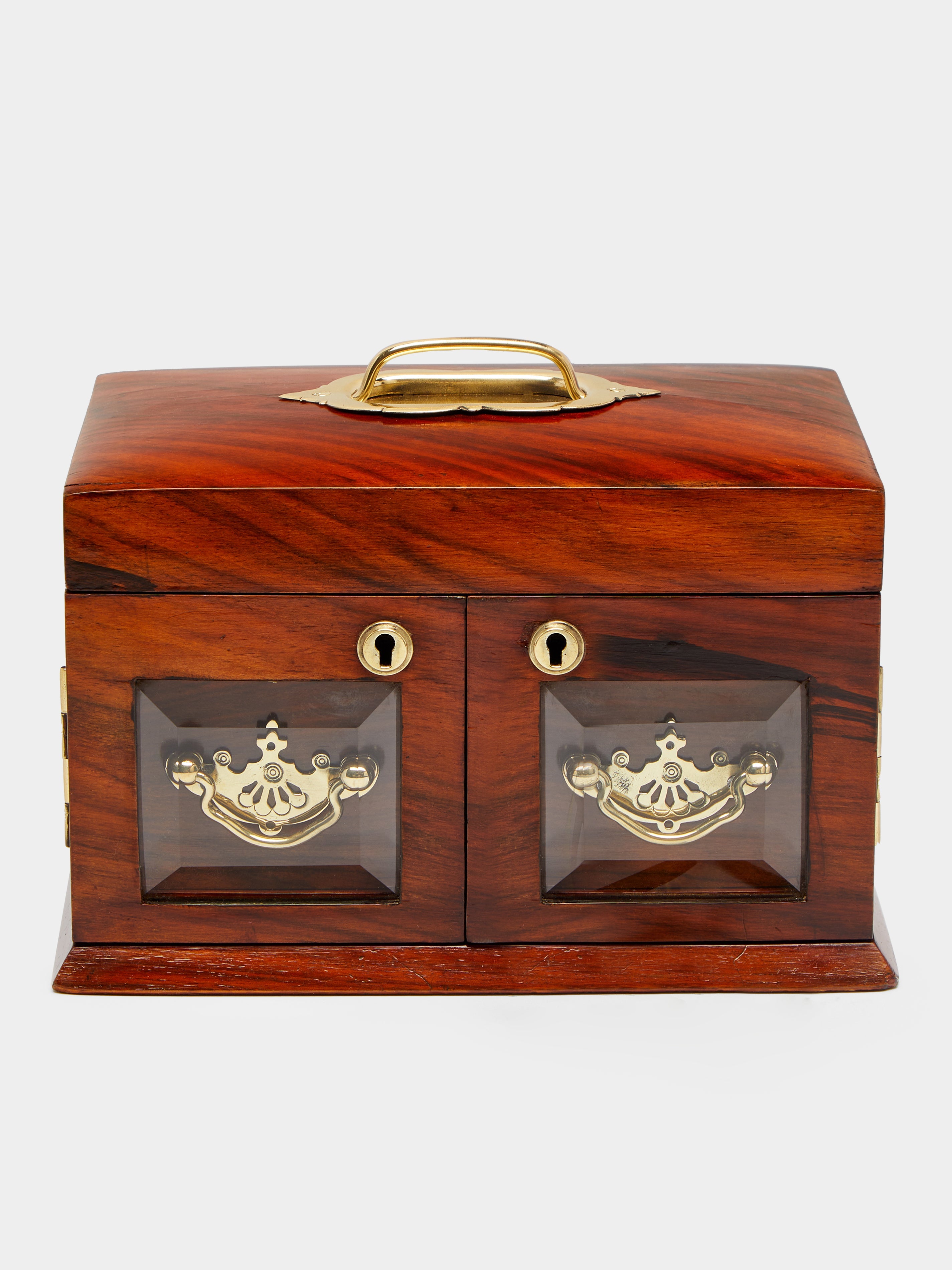 1890 Walnut and Brass Jewelry Box