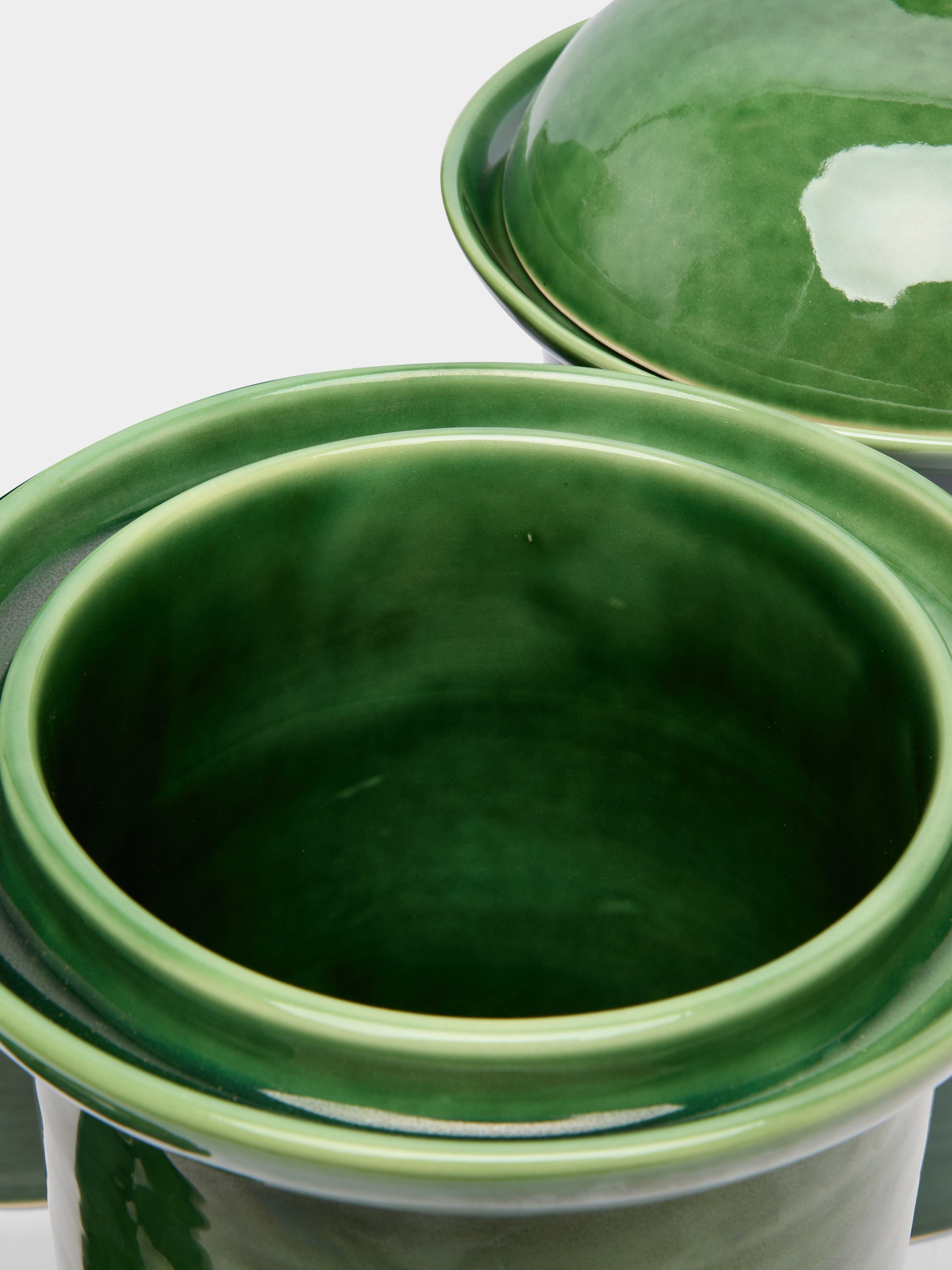 Hand-Glazed Ceramic Lidded Pots (Set of 2)