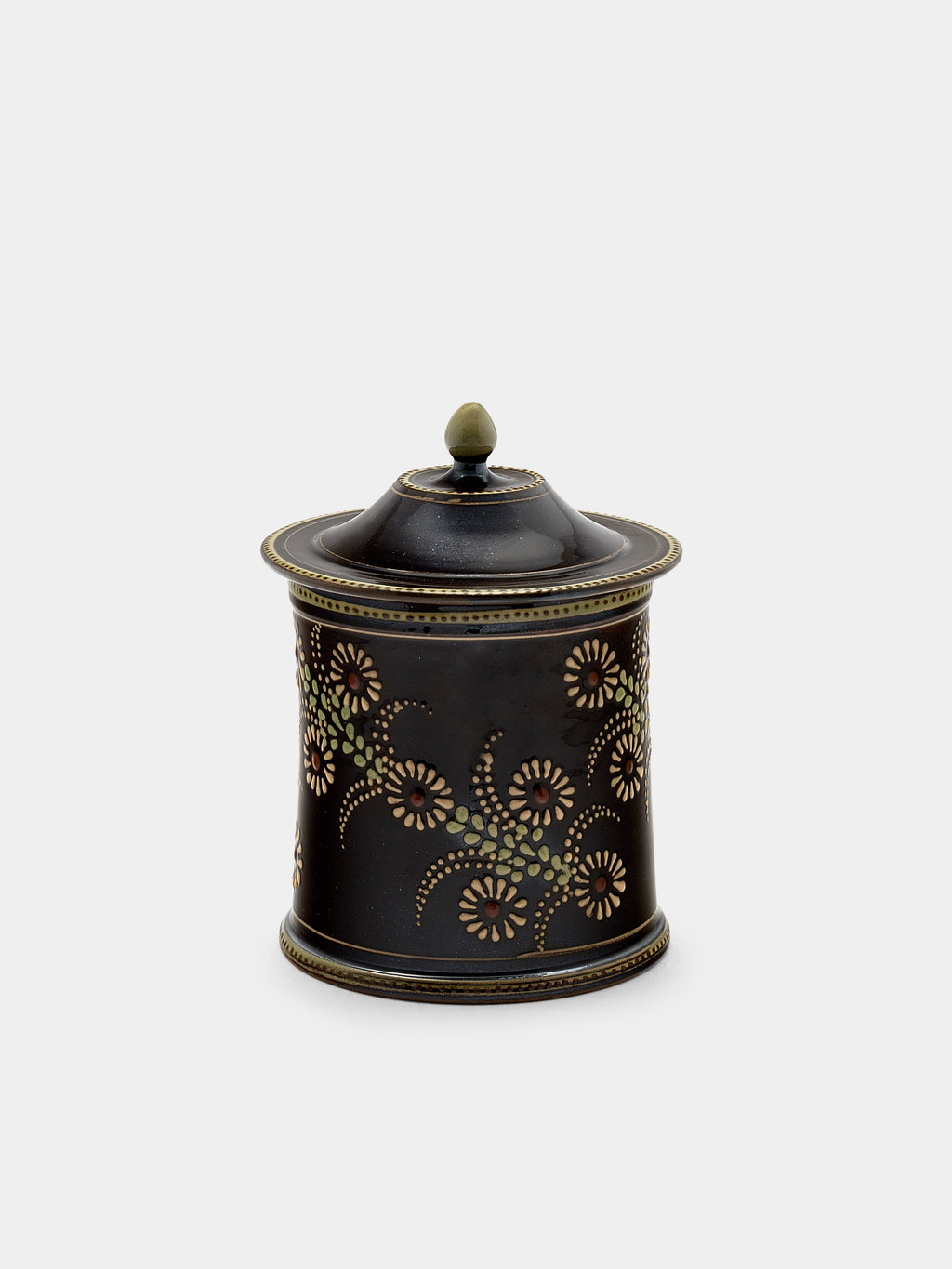 Flowers Hand-Painted Ceramic Small Lidded Jar