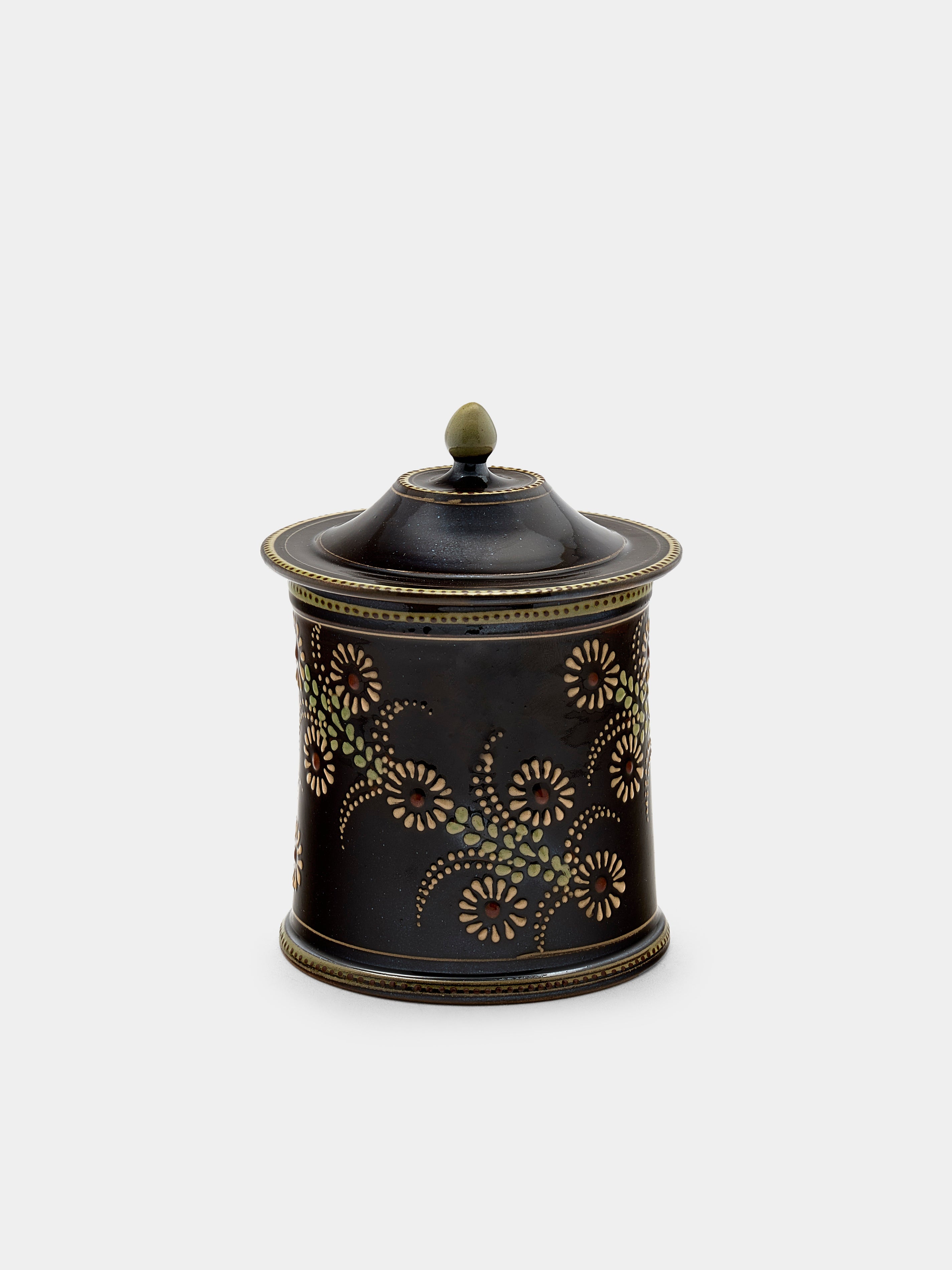 Flowers Hand-Painted Ceramic Small Lidded Jar