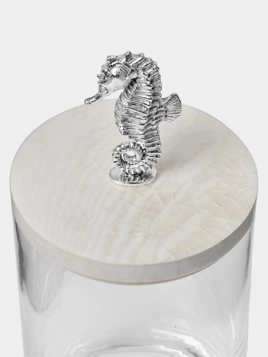 Seahorse Silver-Plated, Shell and Glass Jar