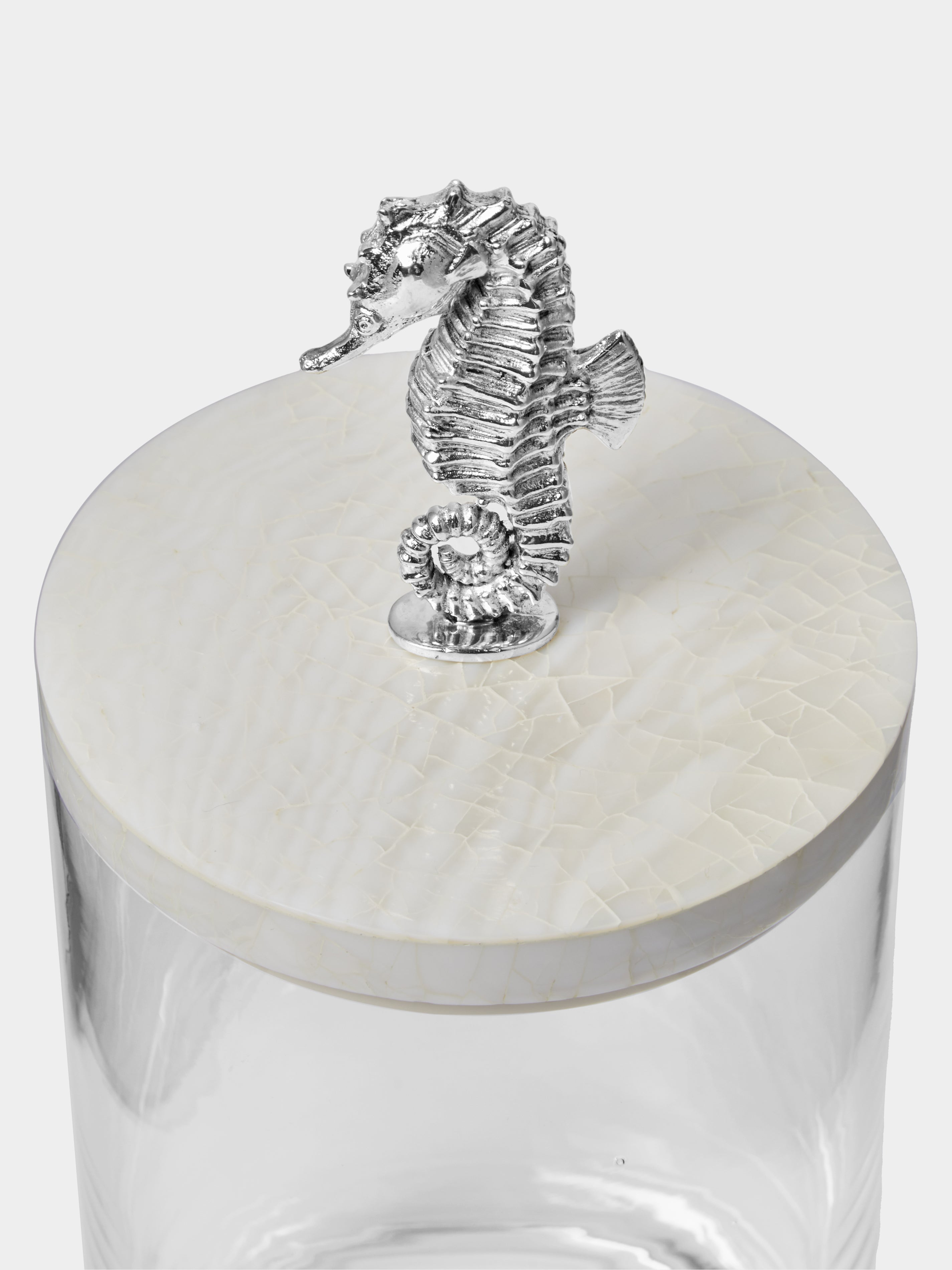 Seahorse Silver-Plated, Shell and Glass Jar