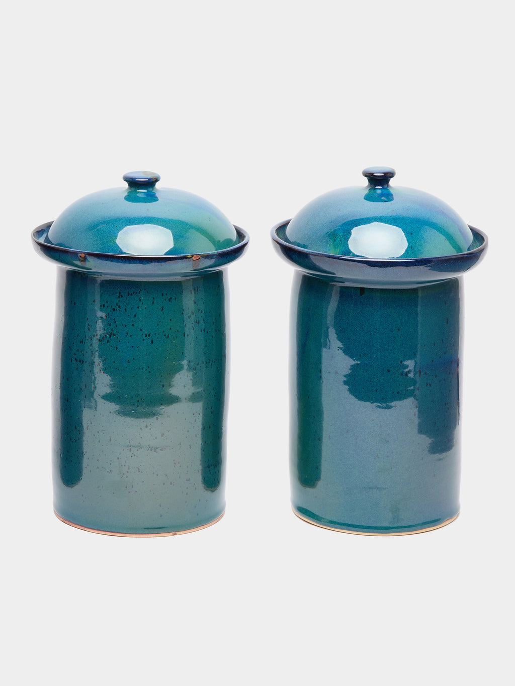 Hand-Glazed Ceramic Lidded Pots (Set of 2)