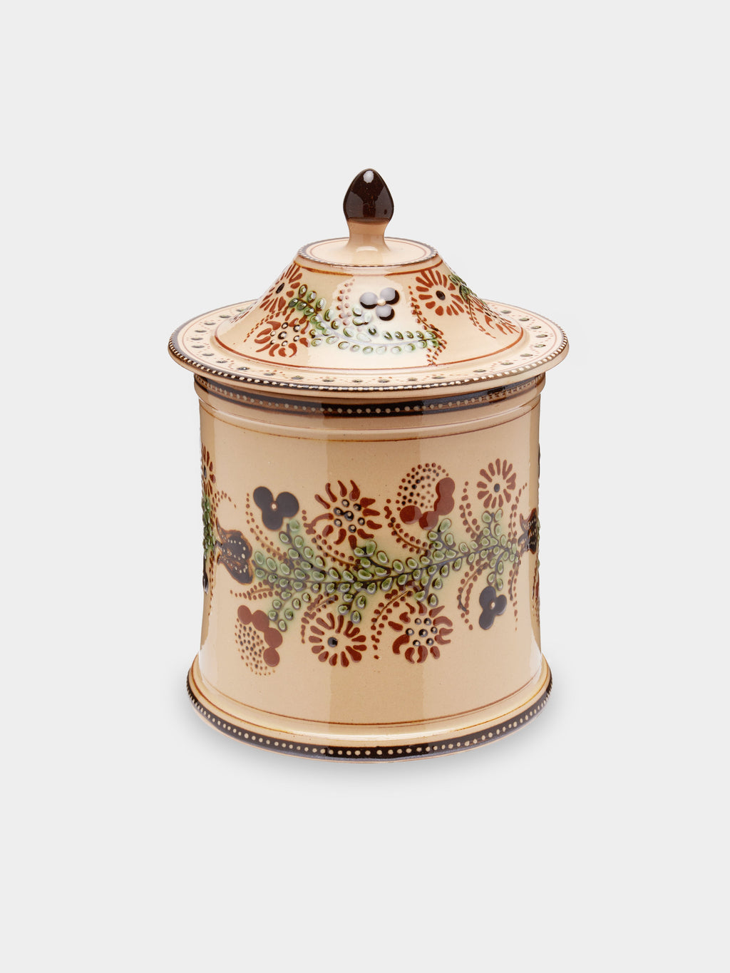 Flowers Hand-Painted Ceramic Medium Lidded Pot