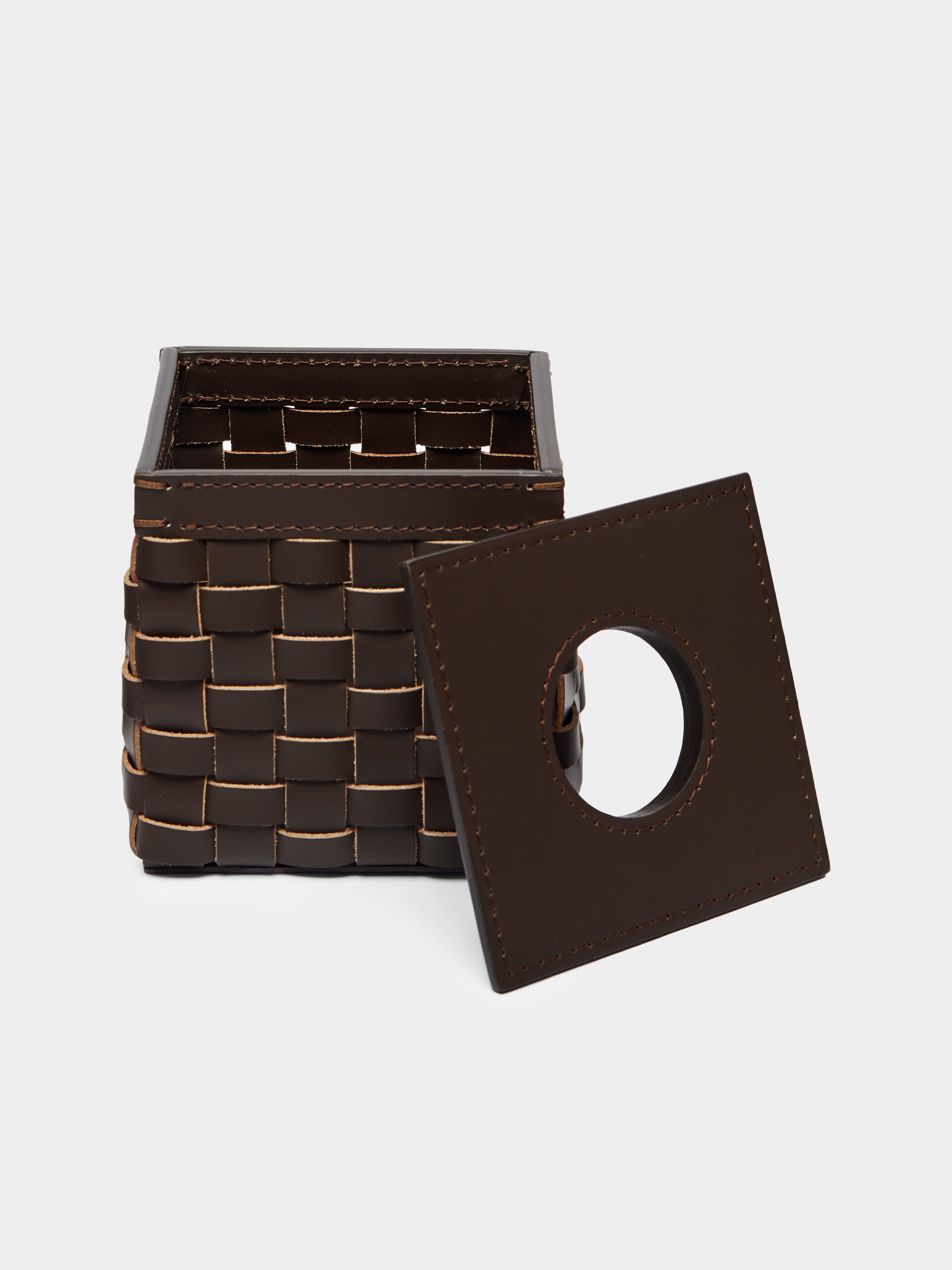 Woven Leather Tissue Box