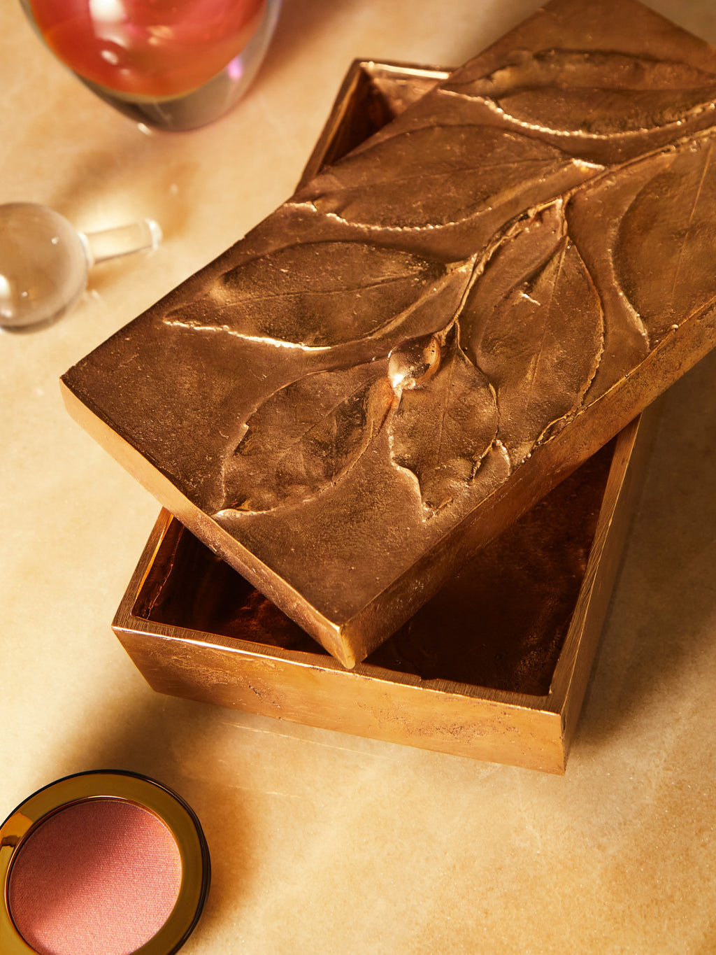 Foglie Hand-Cast Bronze Decorative Box