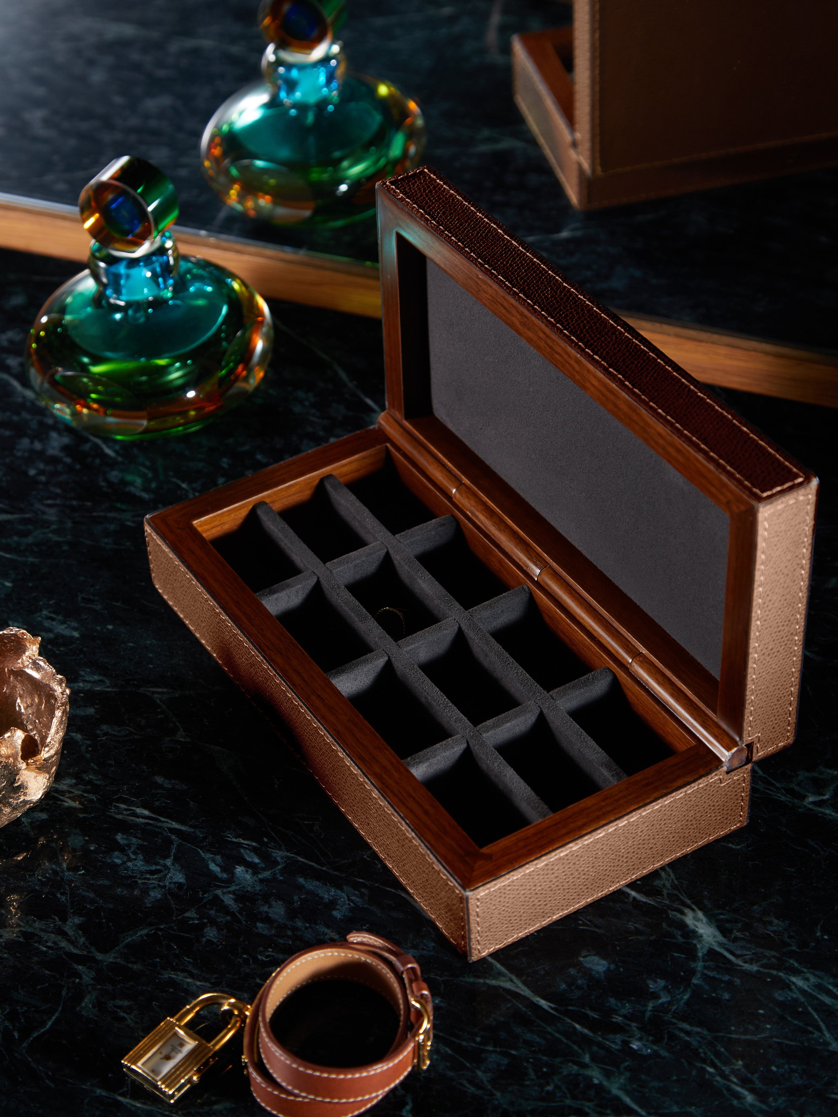 Jeff Leather Cufflinks Box
