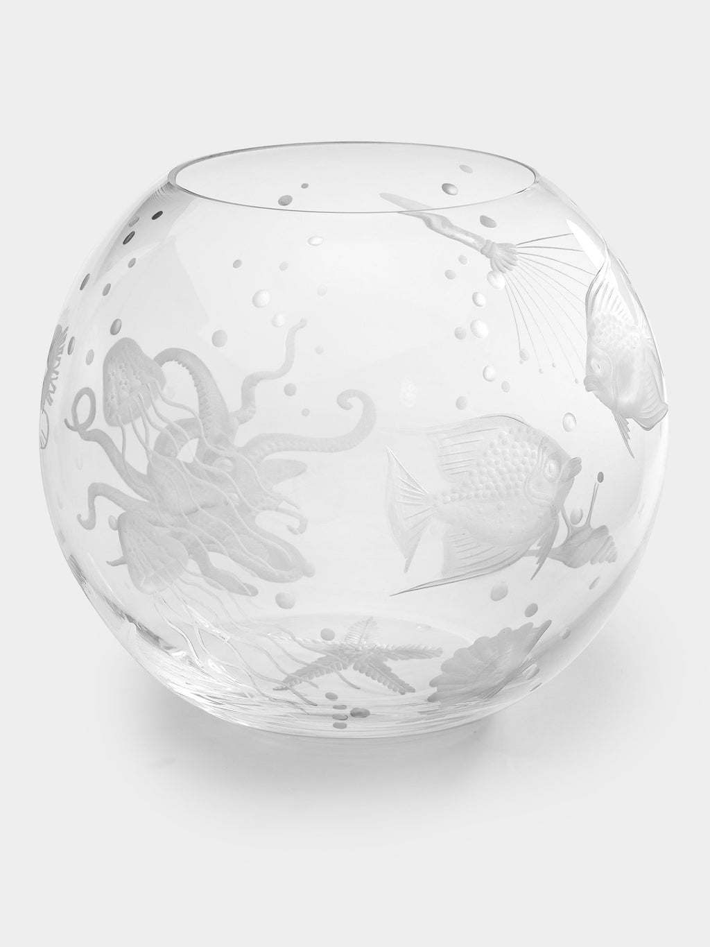 Frutti di Mare Hand-Engraved Crystal Vase (8in/21cm)