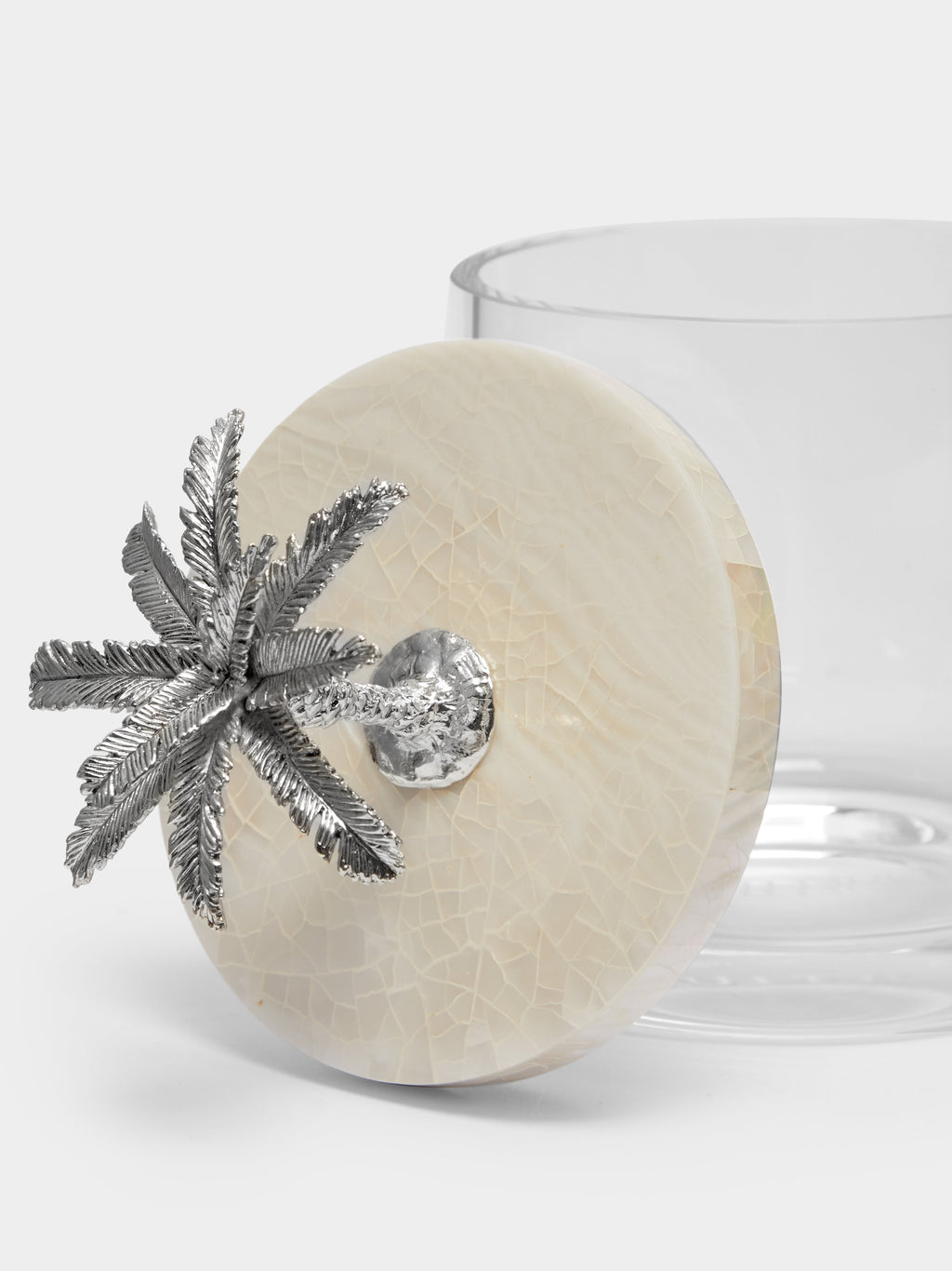 Palm Tree Silver-Plated, Shell and Glass Jar