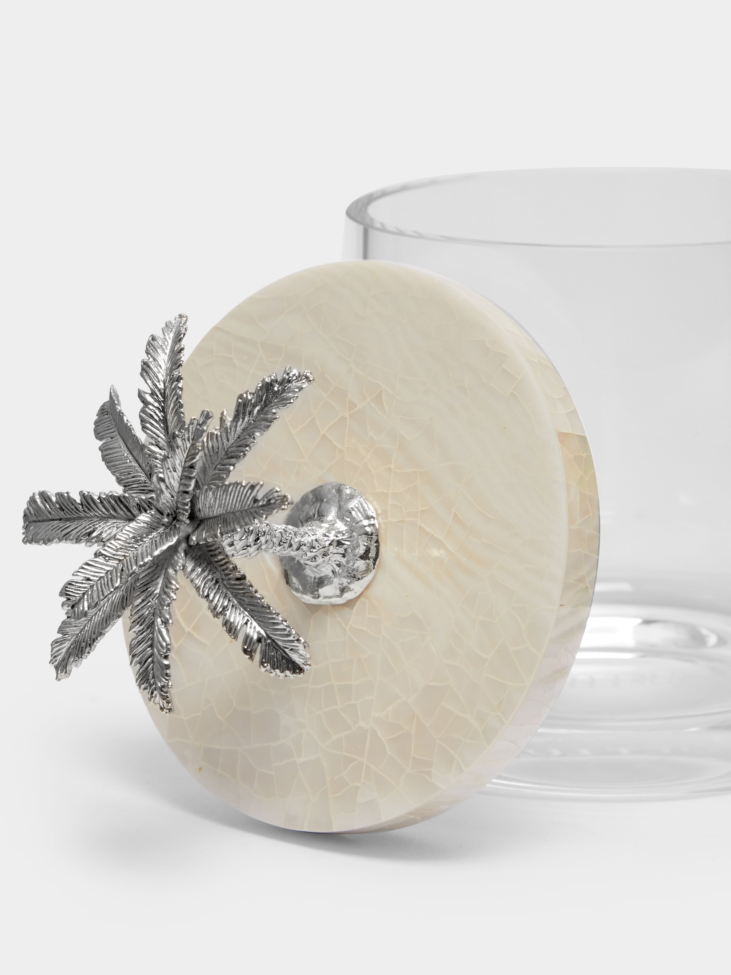 Palm Tree Silver-Plated, Shell and Glass Jar