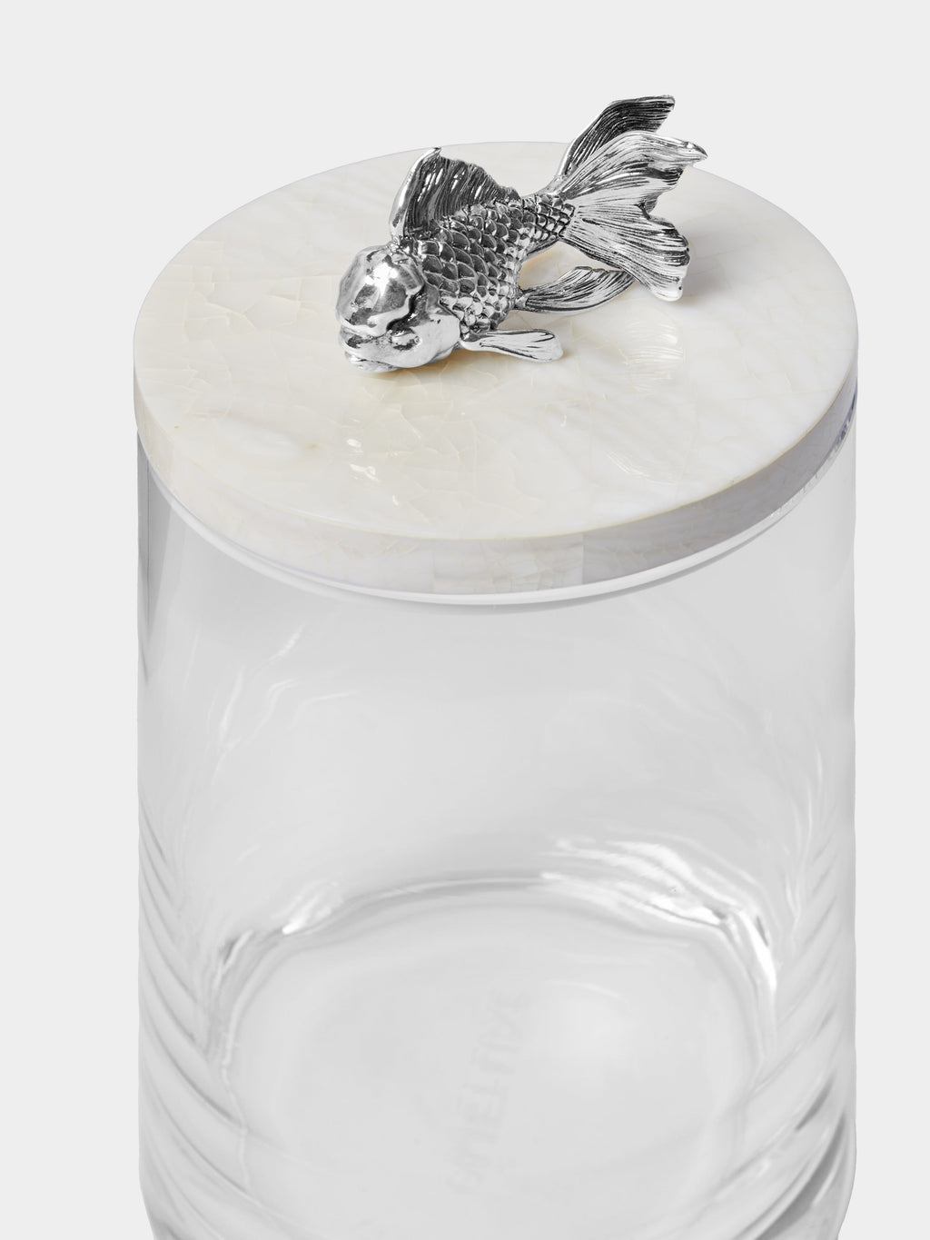 Silver-Plated, Shell and Glass Jar
