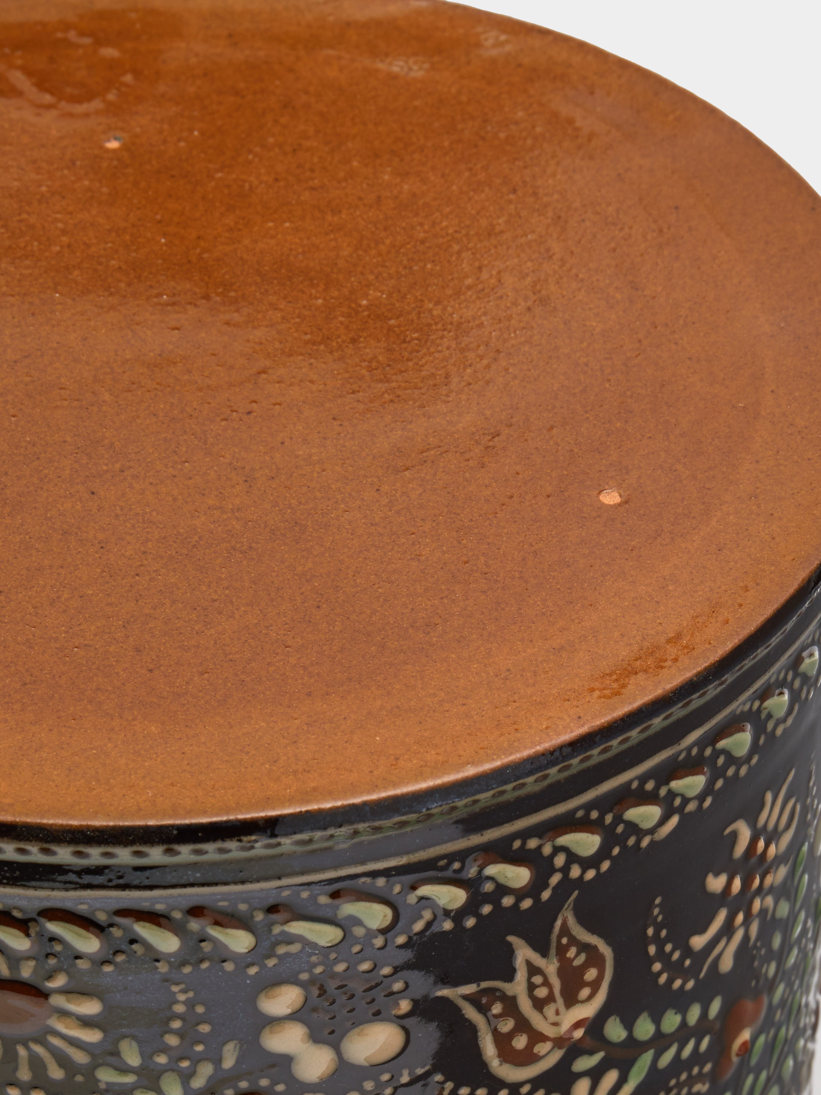 Flowers Hand-Painted Ceramic Large Lidded Pot