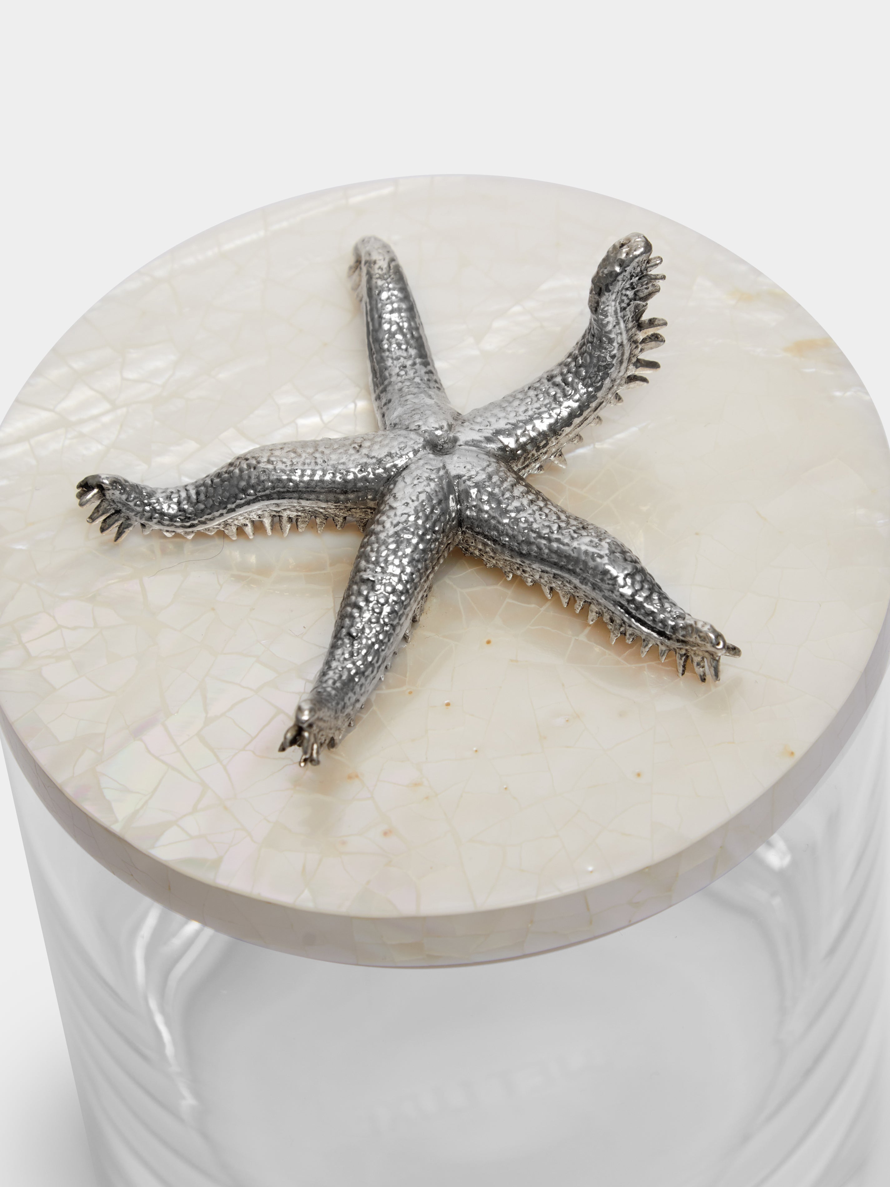 Starfish Silver-Plated, Shell and Glass Jar