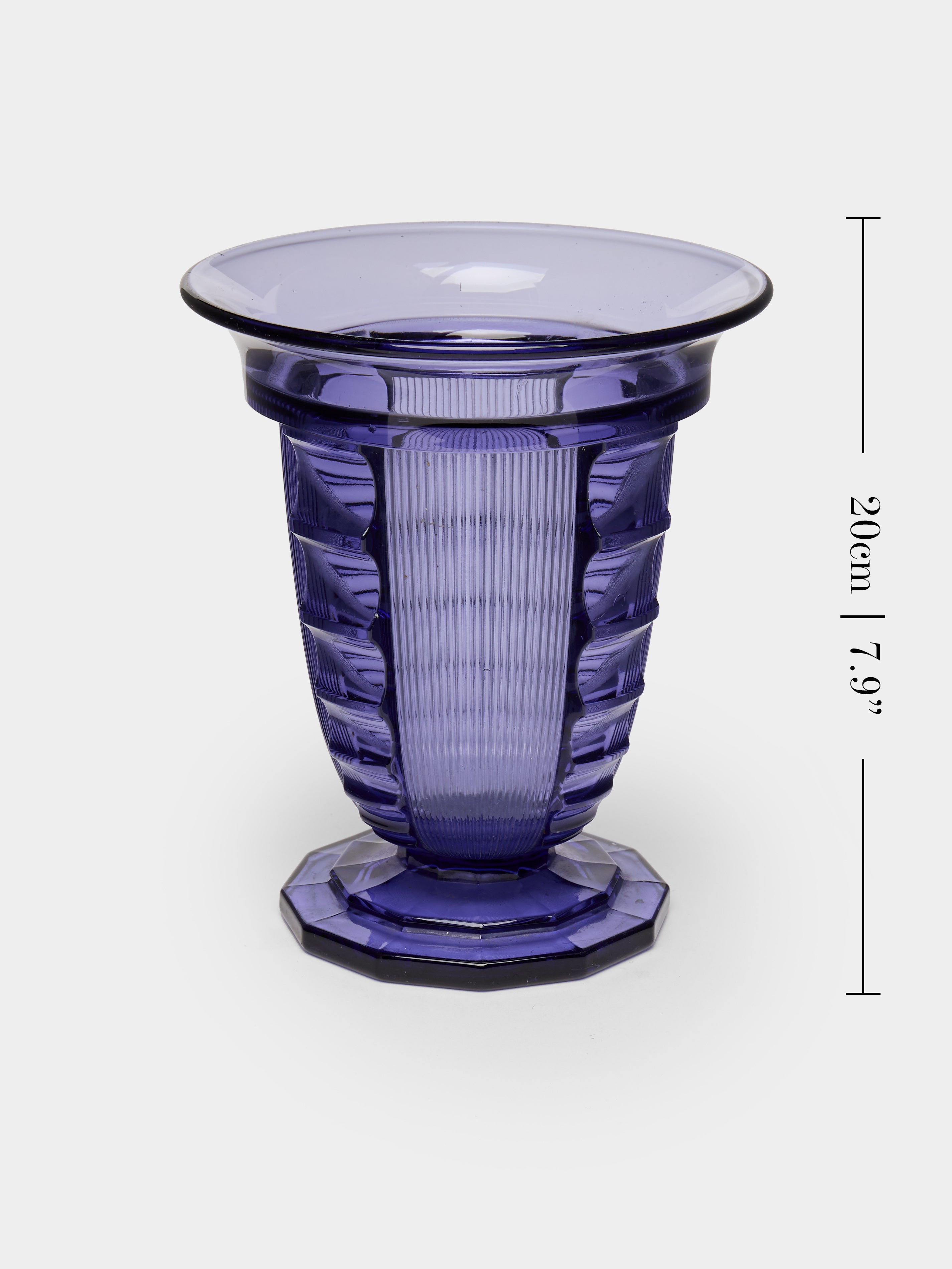 1930s Pierre d'Avesn Art Deco Crystal Vase (8in/20cm)