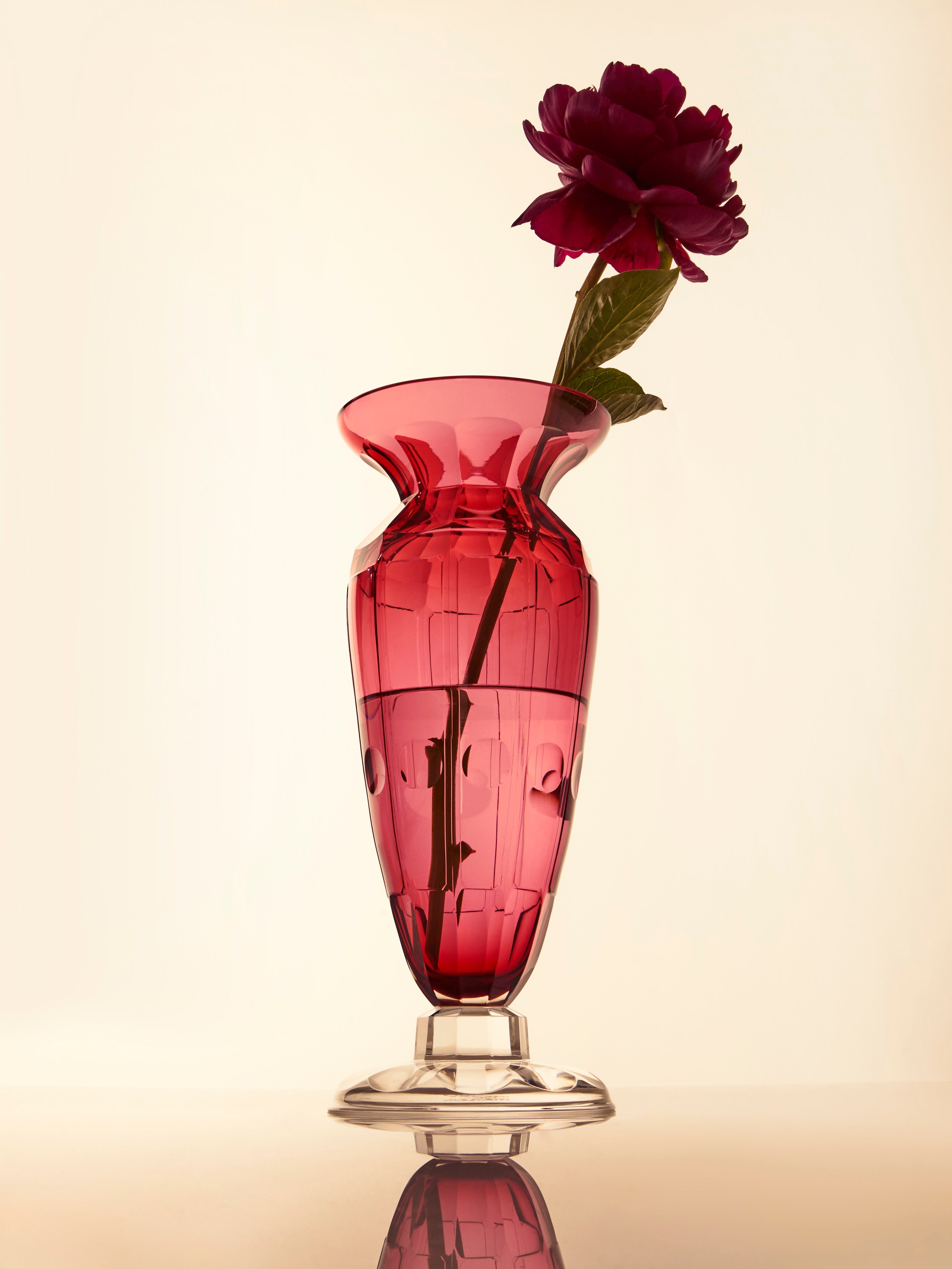 1930s Moser Cut Crystal Vase (14.5in/37cm)