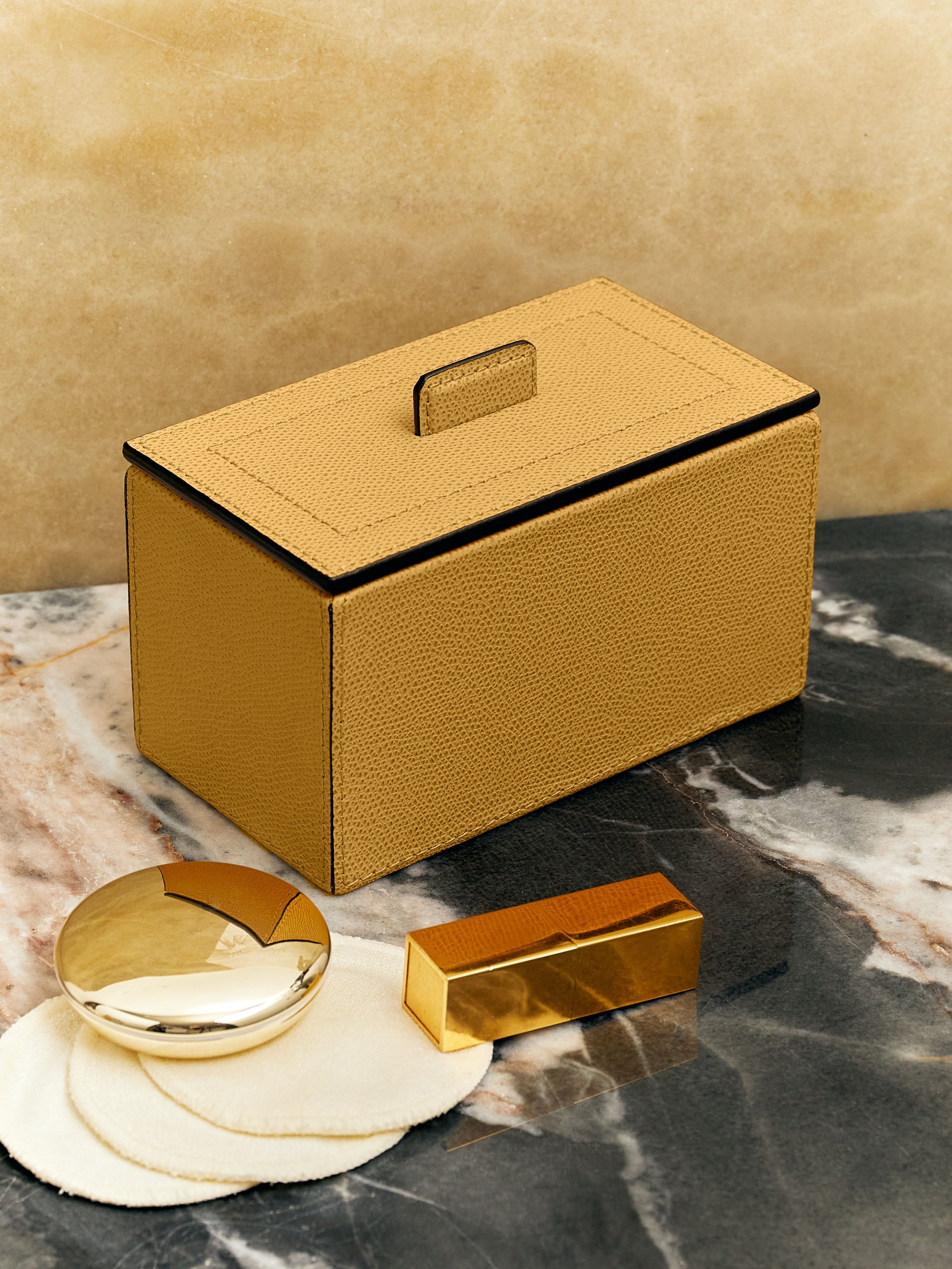 Leather Makeup Pads Holder