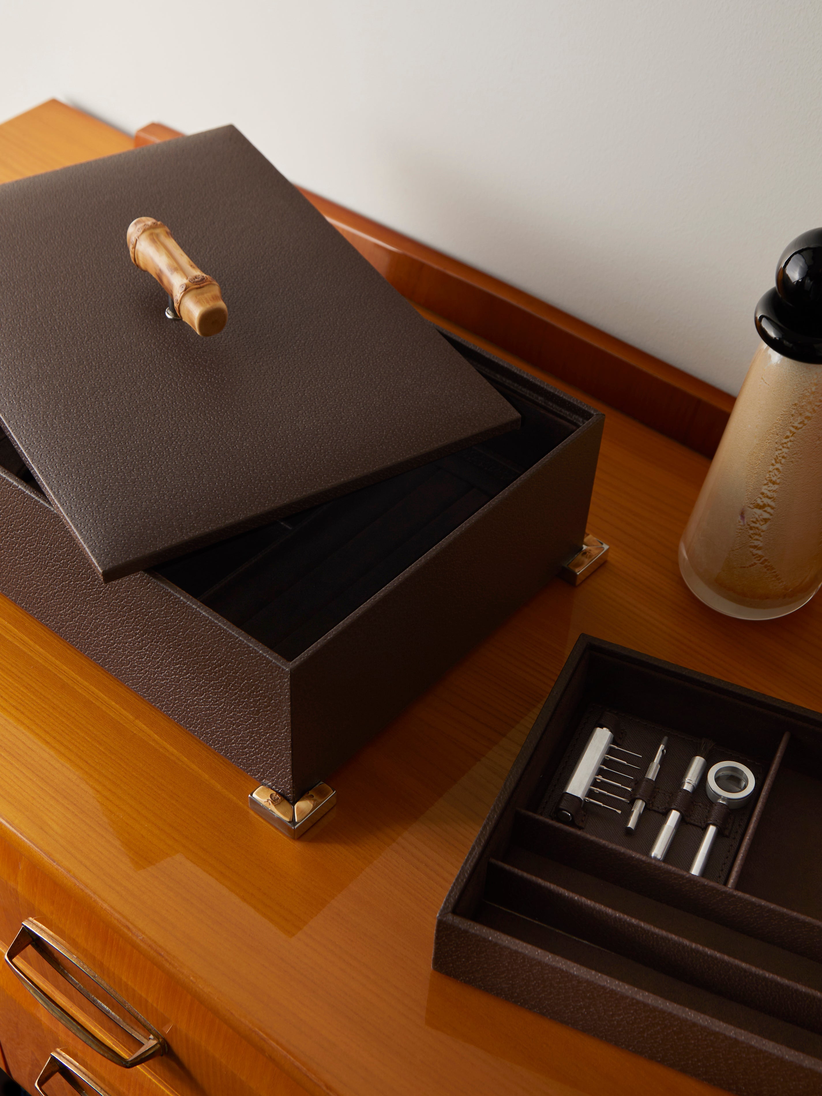 Bamboo Leather Jewelry and Watch Box