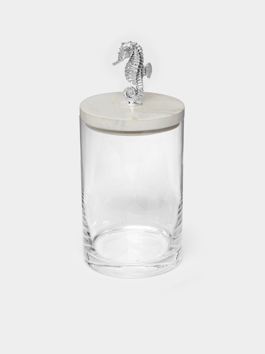 Seahorse Silver-Plated, Shell and Glass Jar