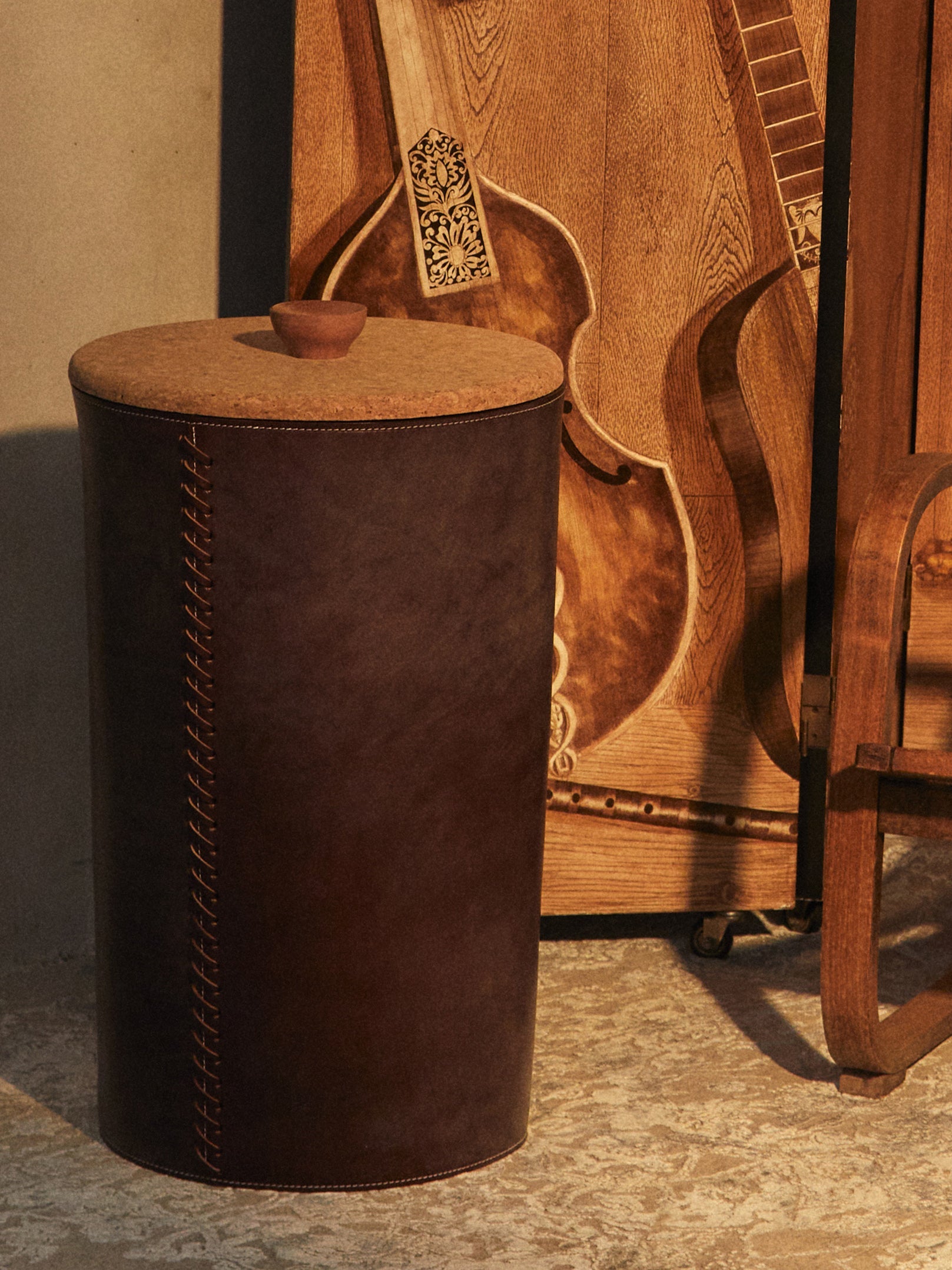 Pithos Leather Laundry Basket