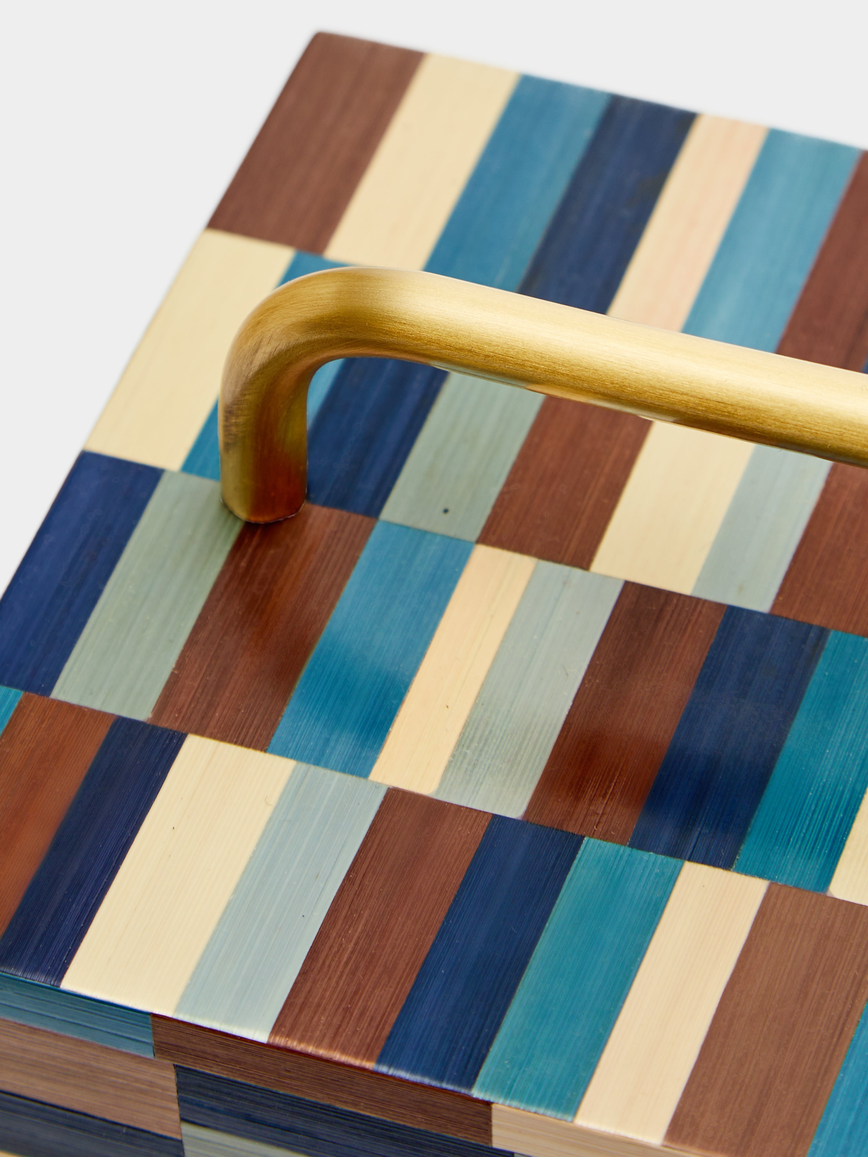 Subway Weave Rye Straw Inlay Wood Box