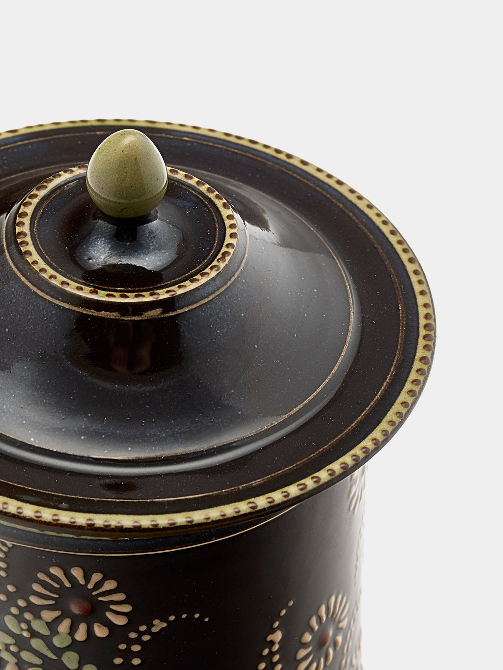 Flowers Hand-Painted Ceramic Small Lidded Jar