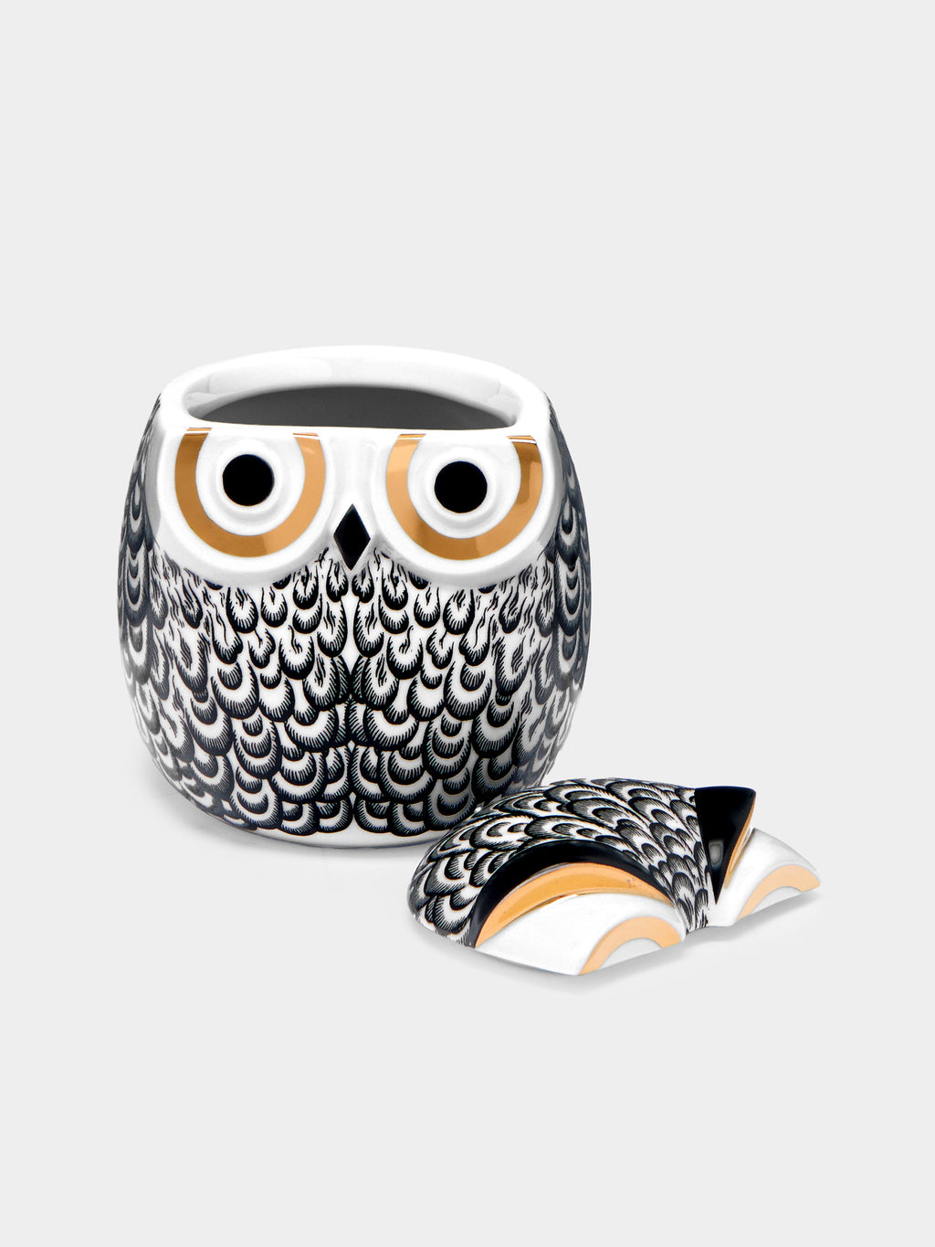 Civetta Piumata Hand-Painted Porcelain Jar