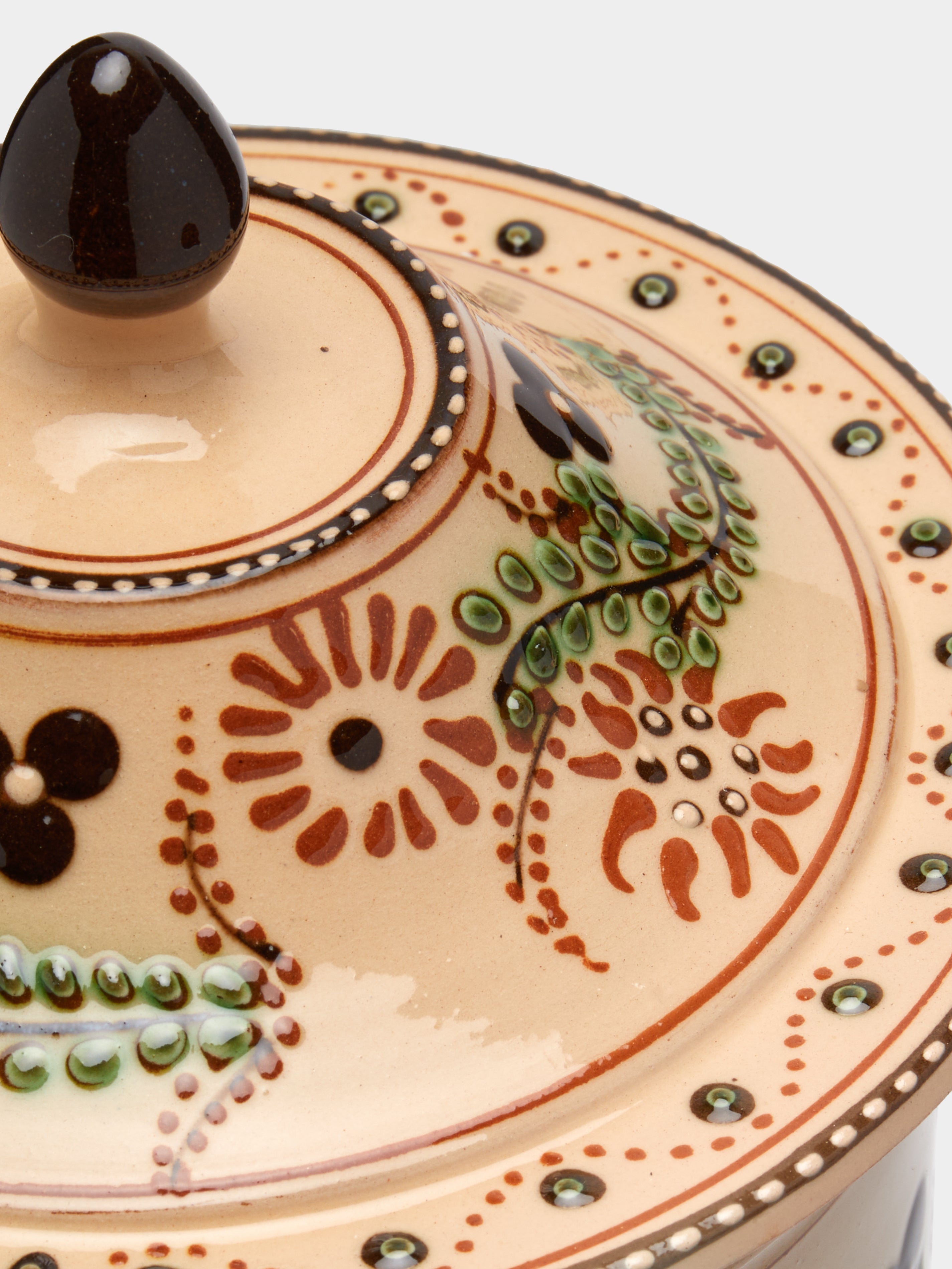 Flowers Hand-Painted Ceramic Medium Lidded Pot