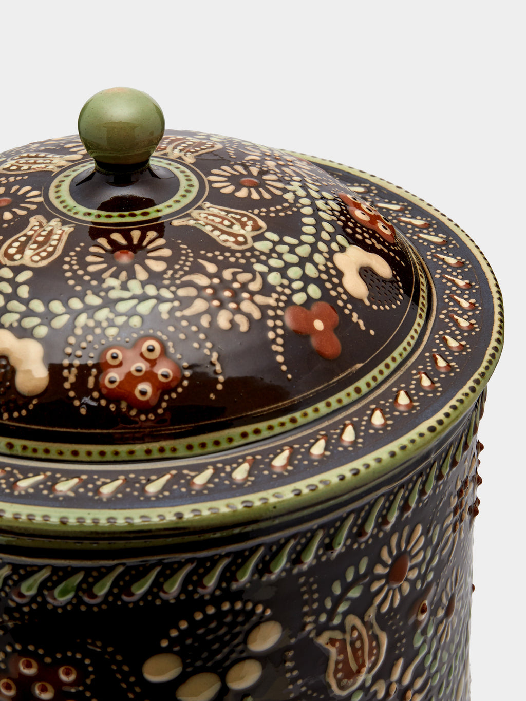 Flowers Hand-Painted Ceramic Large Lidded Pot