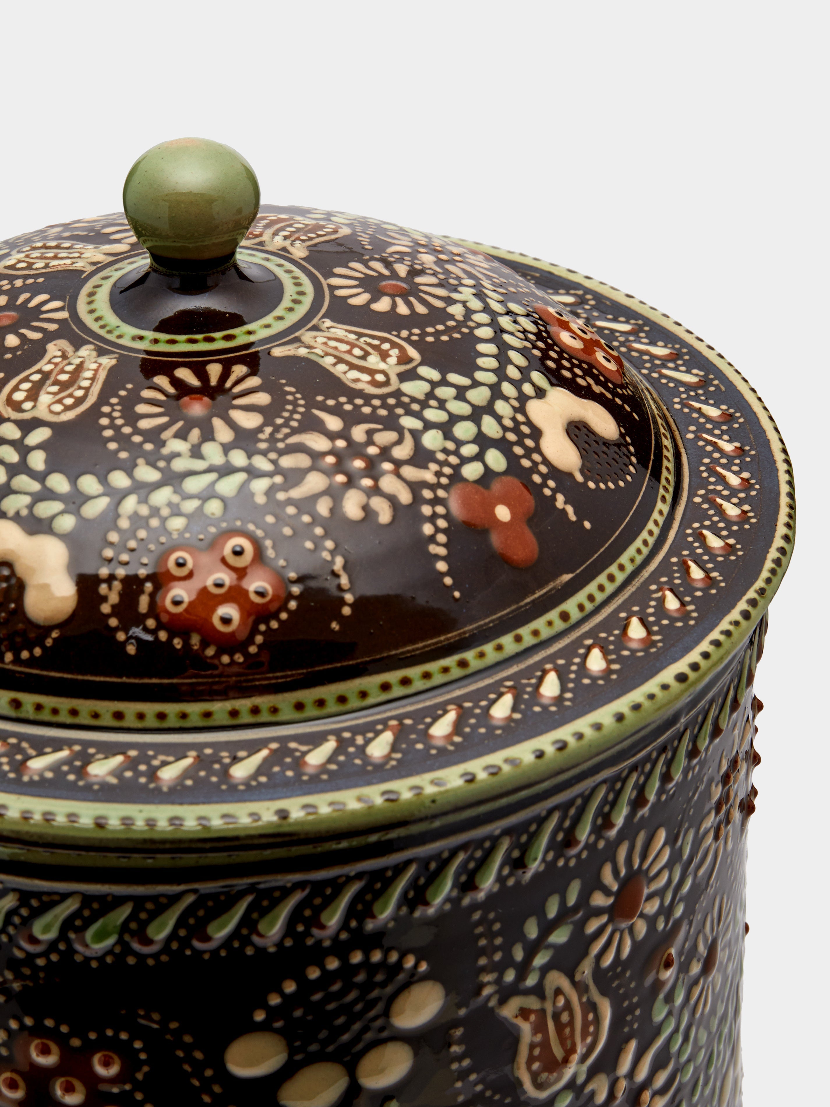 Flowers Hand-Painted Ceramic Large Lidded Pot