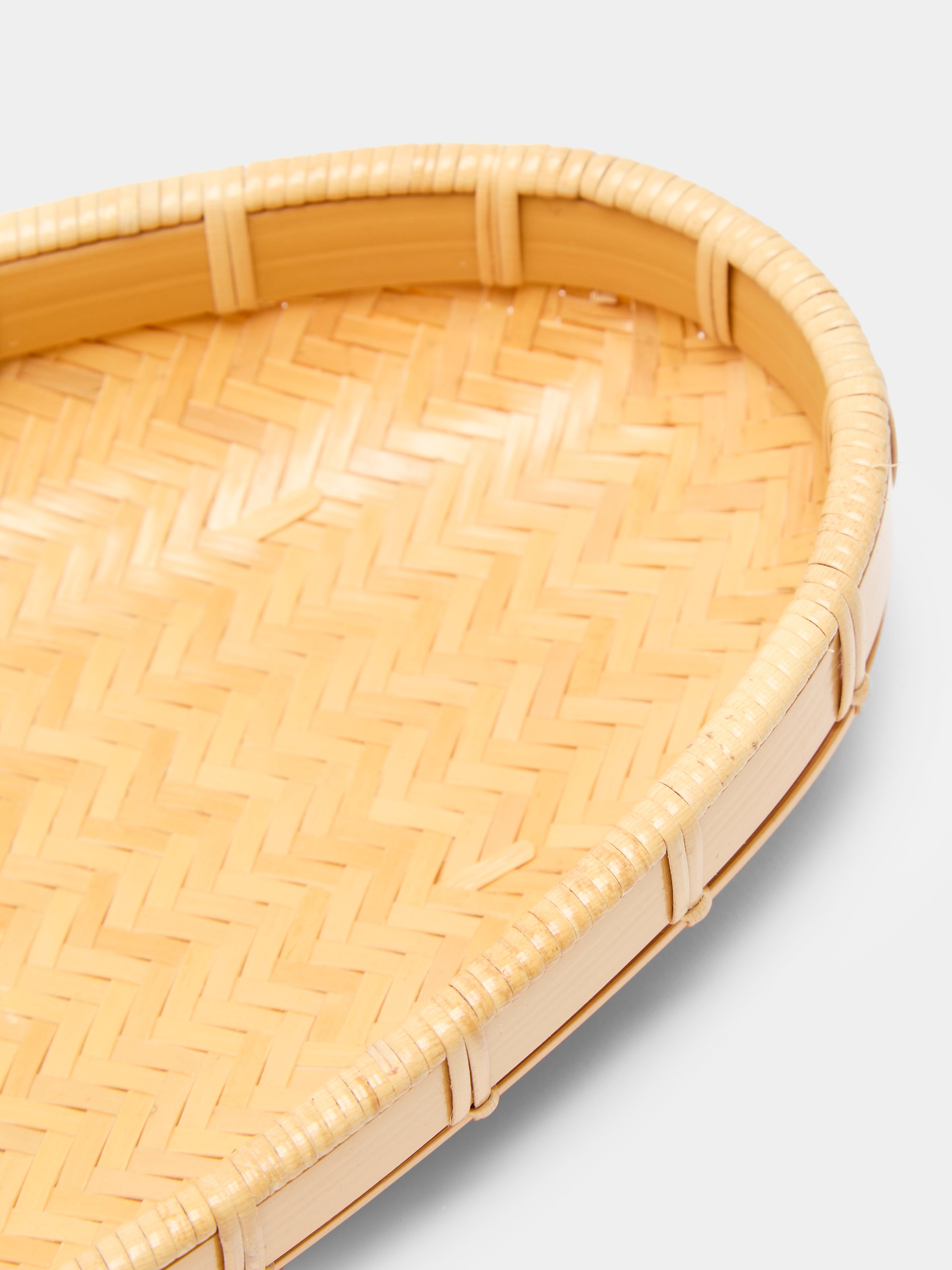 Handwoven Bamboo Low Round Tray