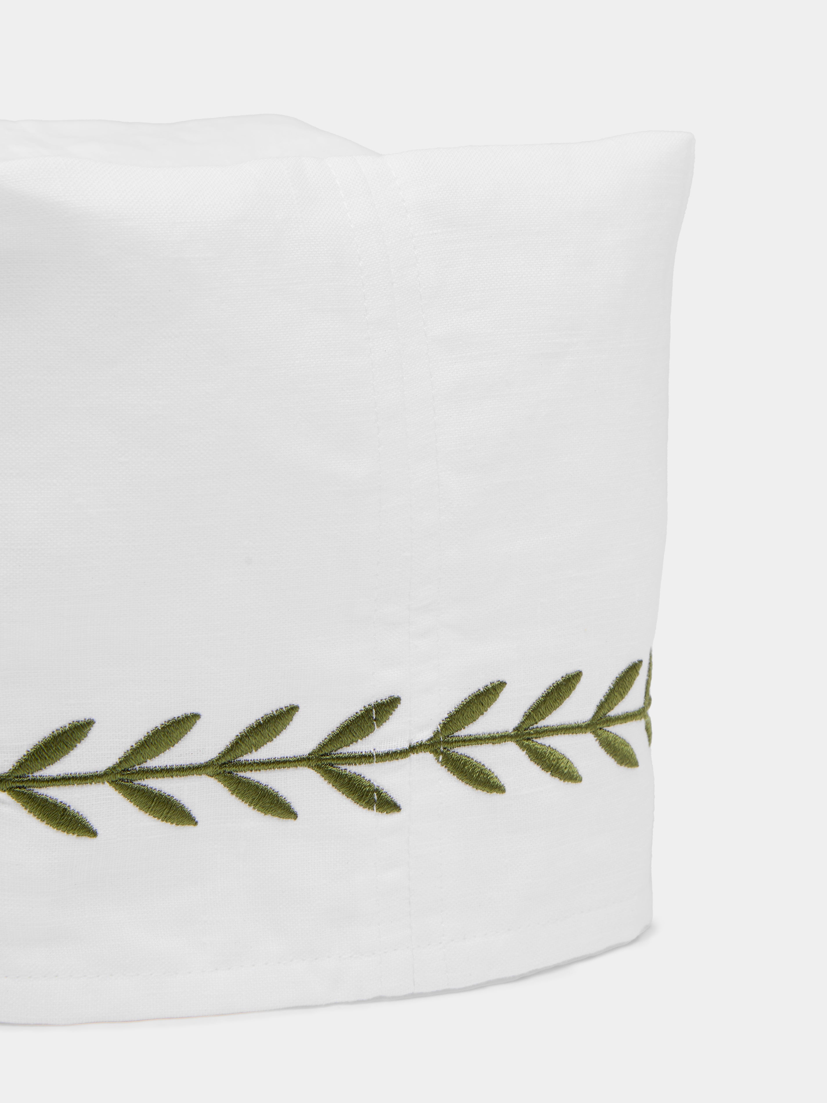 Laurel Leaf Embroidered Linen Rectangular Tissue Box