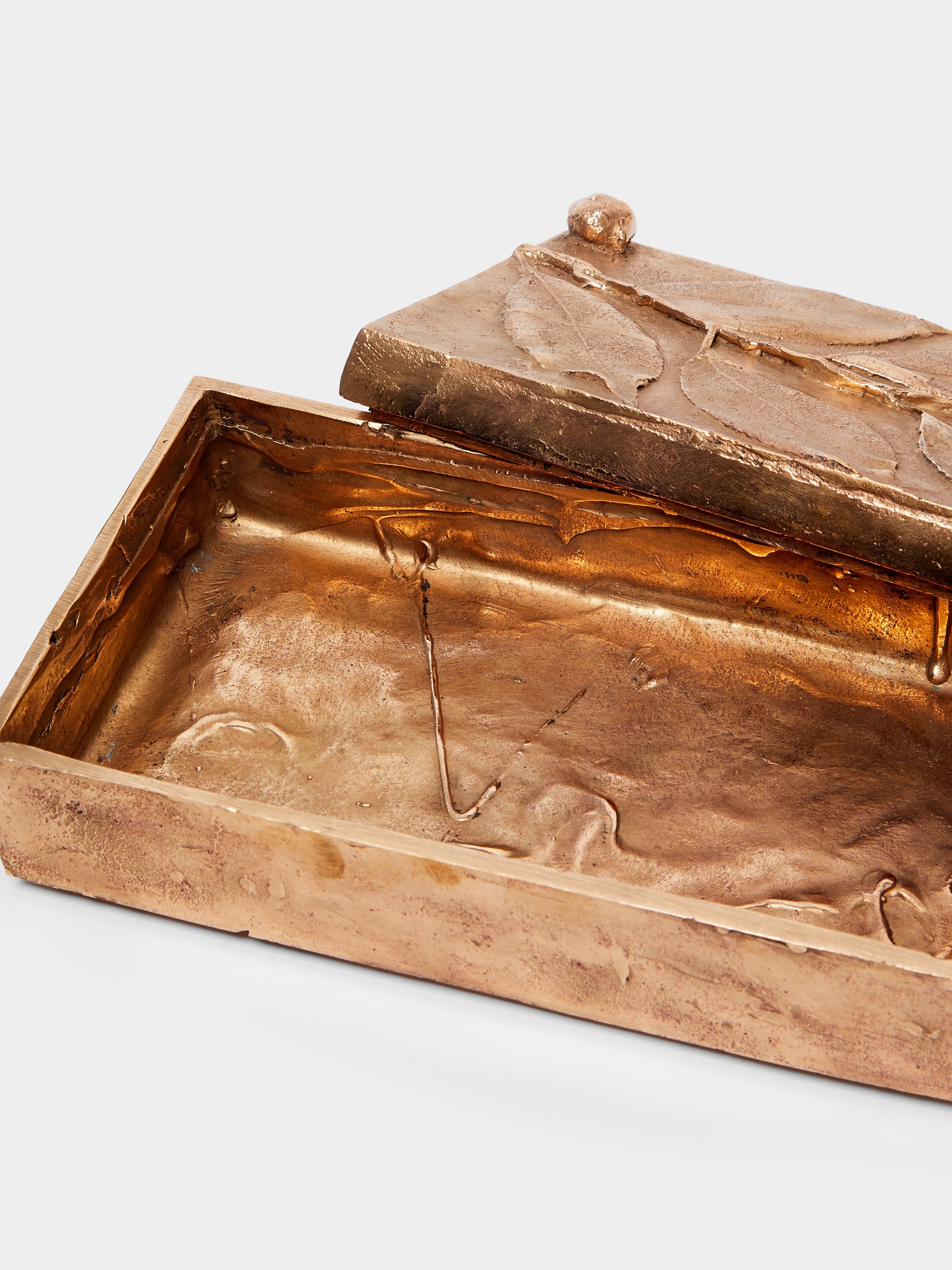 Foglie Hand-Cast Bronze Decorative Box