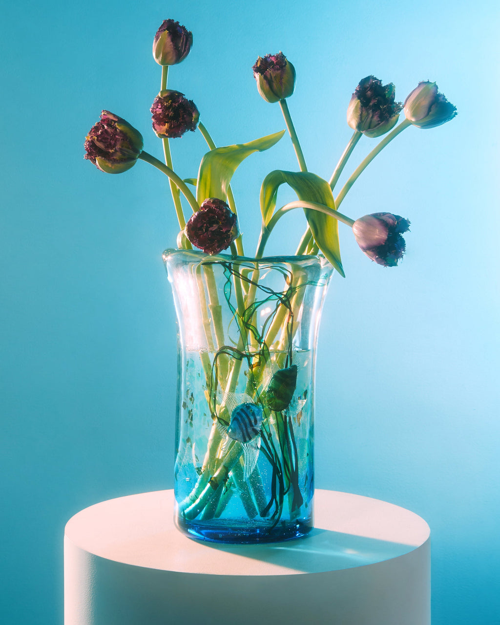 1950s Mazzuccato Aquarium Murano Glass Vase (14.5in/37.5cm)