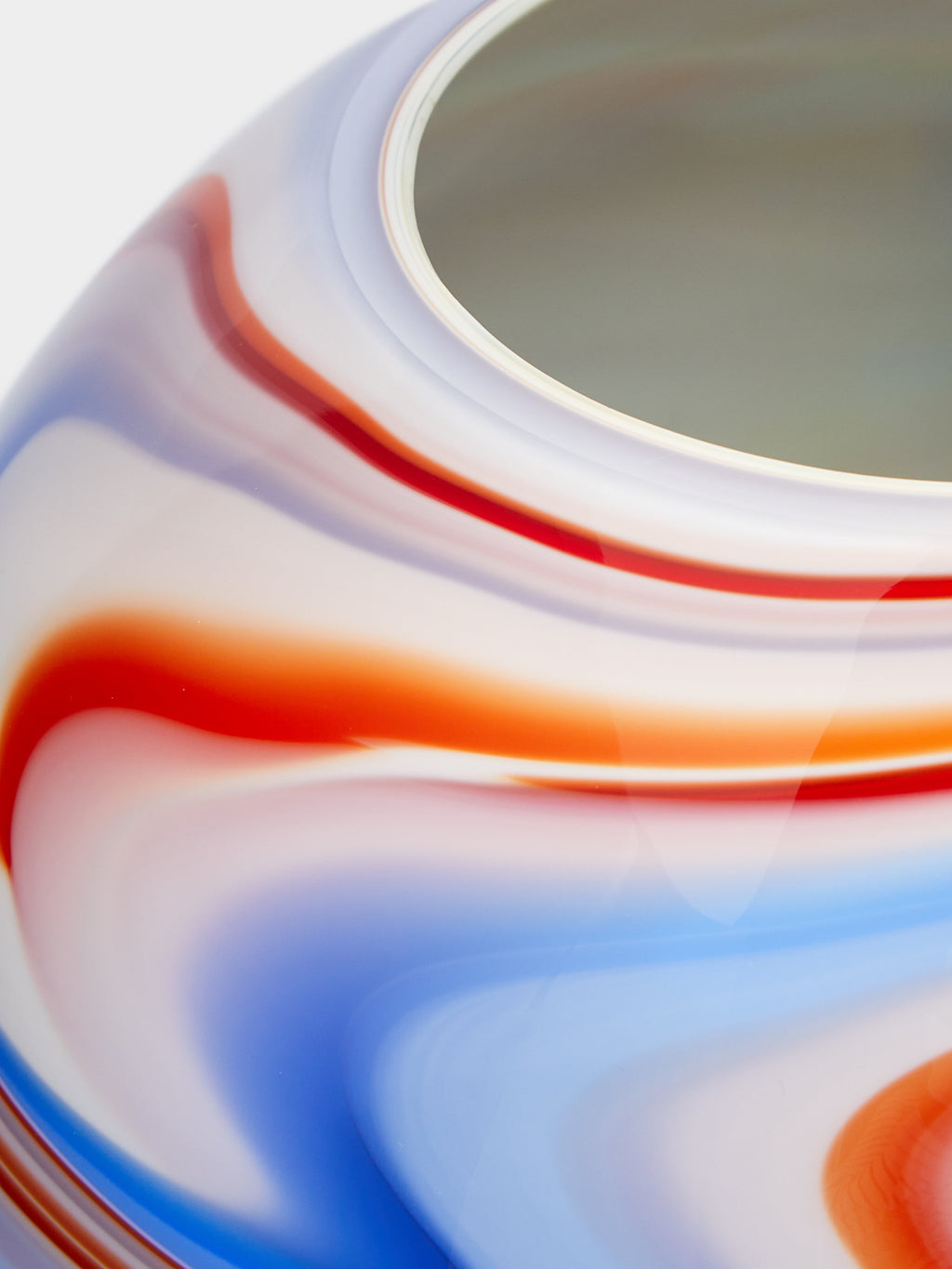 Archive Revival Sphere Hand-Blown Marbled Murano Glass Vase (10in/25cm)