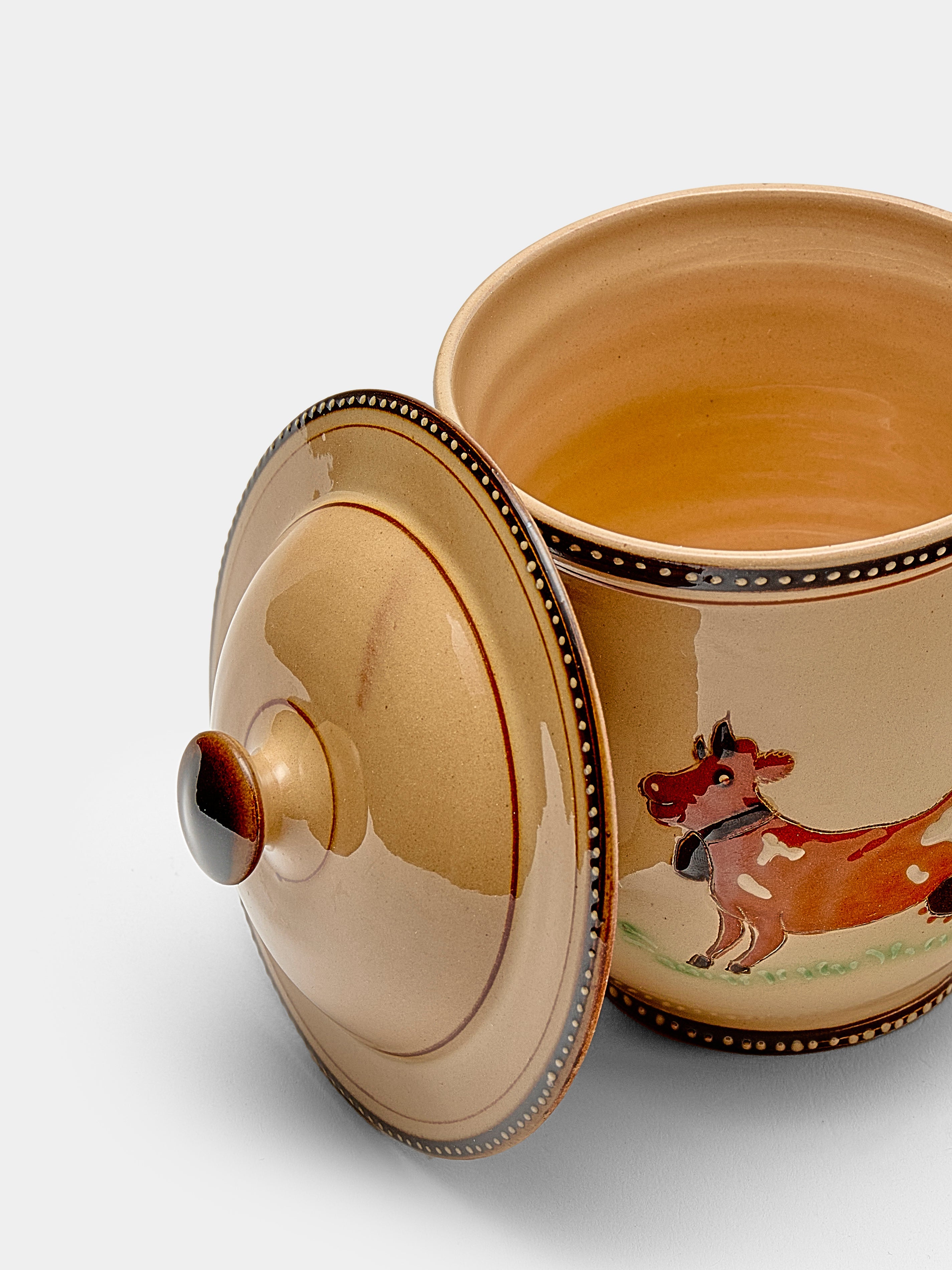 Cows Hand-Painted Ceramic Mini Lidded Pot