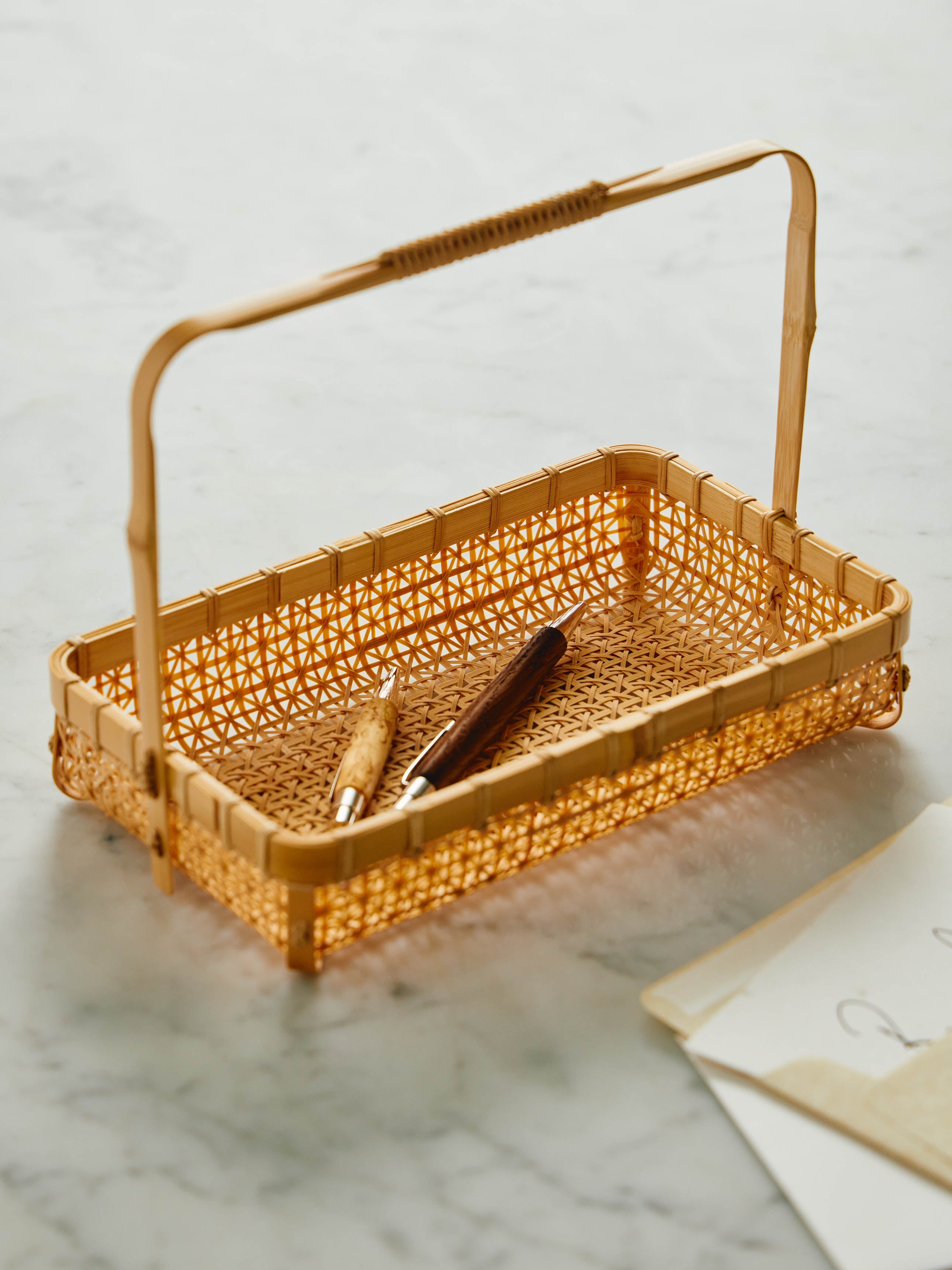 Handwoven Bamboo Basket with Handles