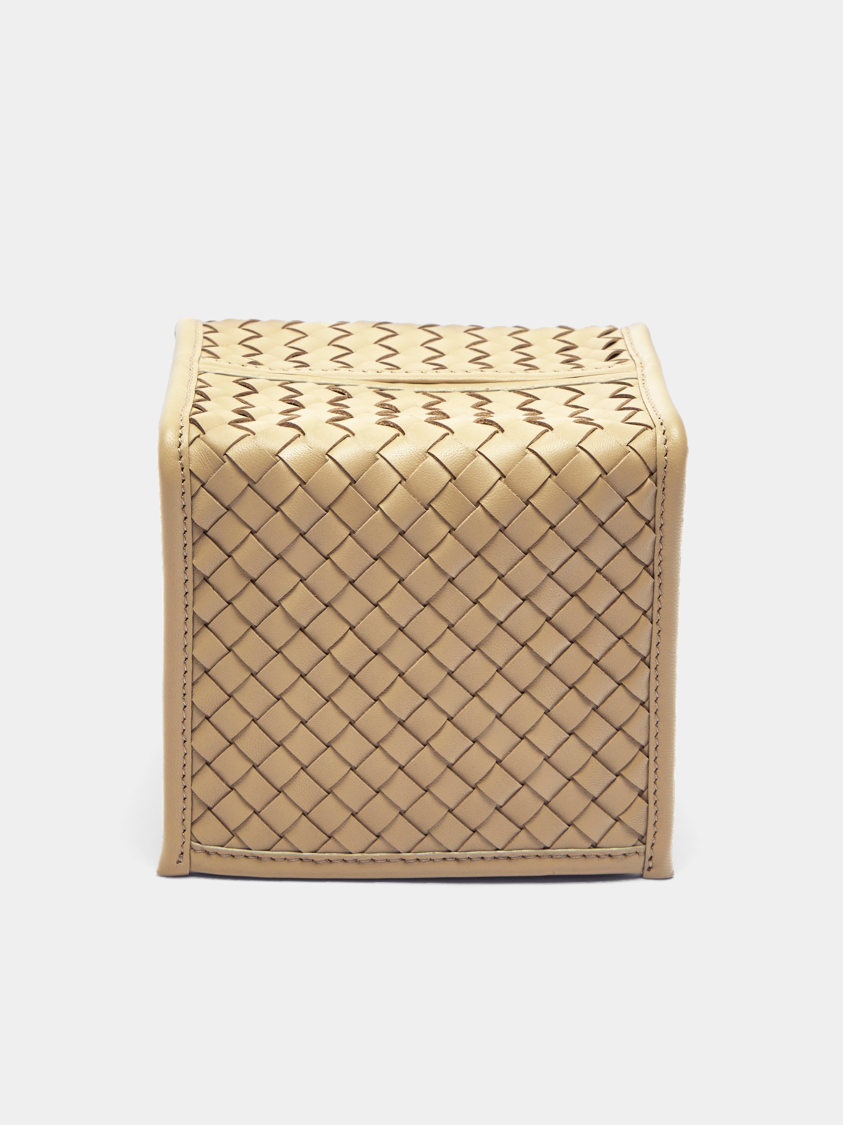 Woven Leather Tissue Box