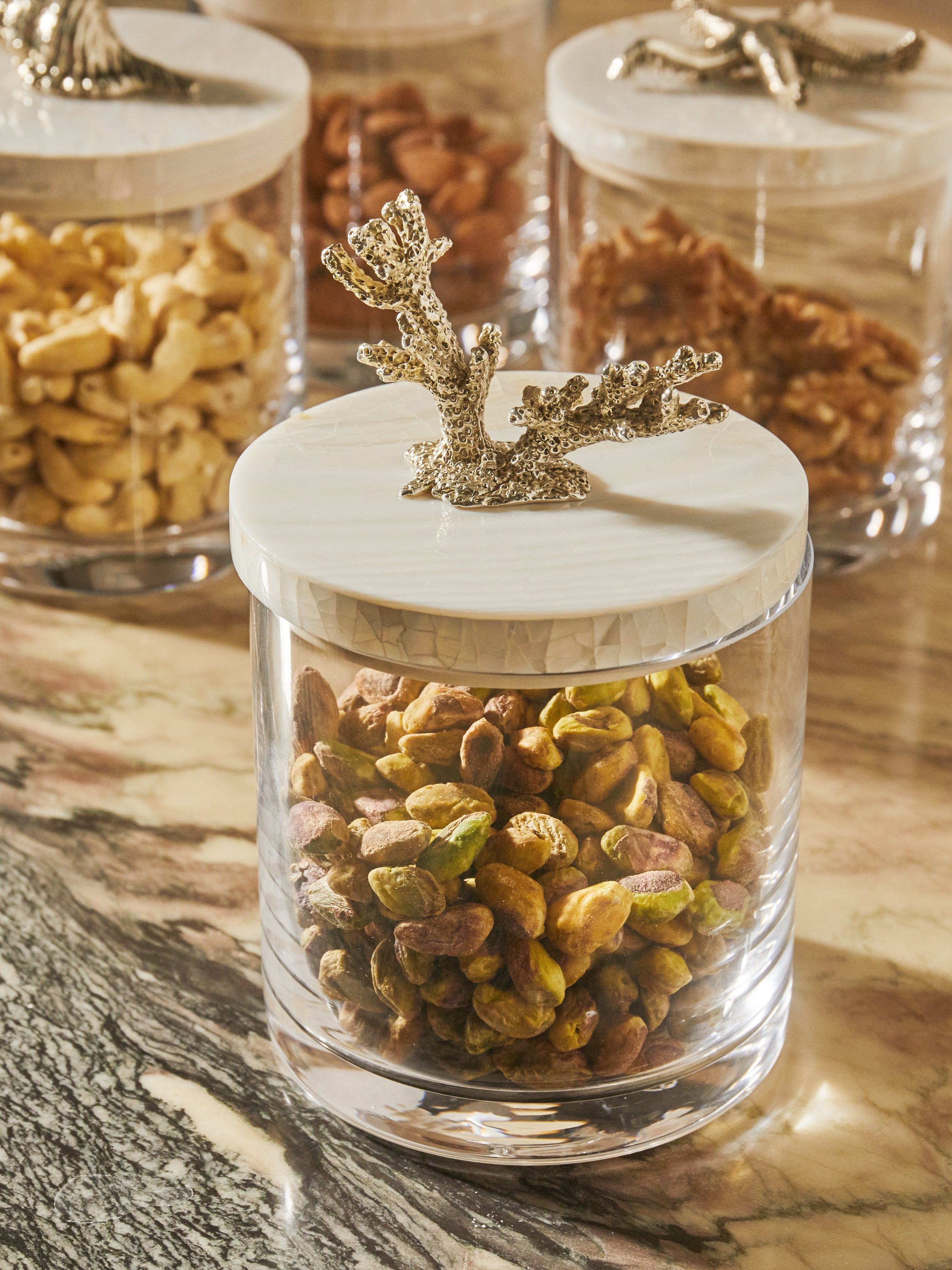 Coral Silver-Plated, Shell and Glass Jar