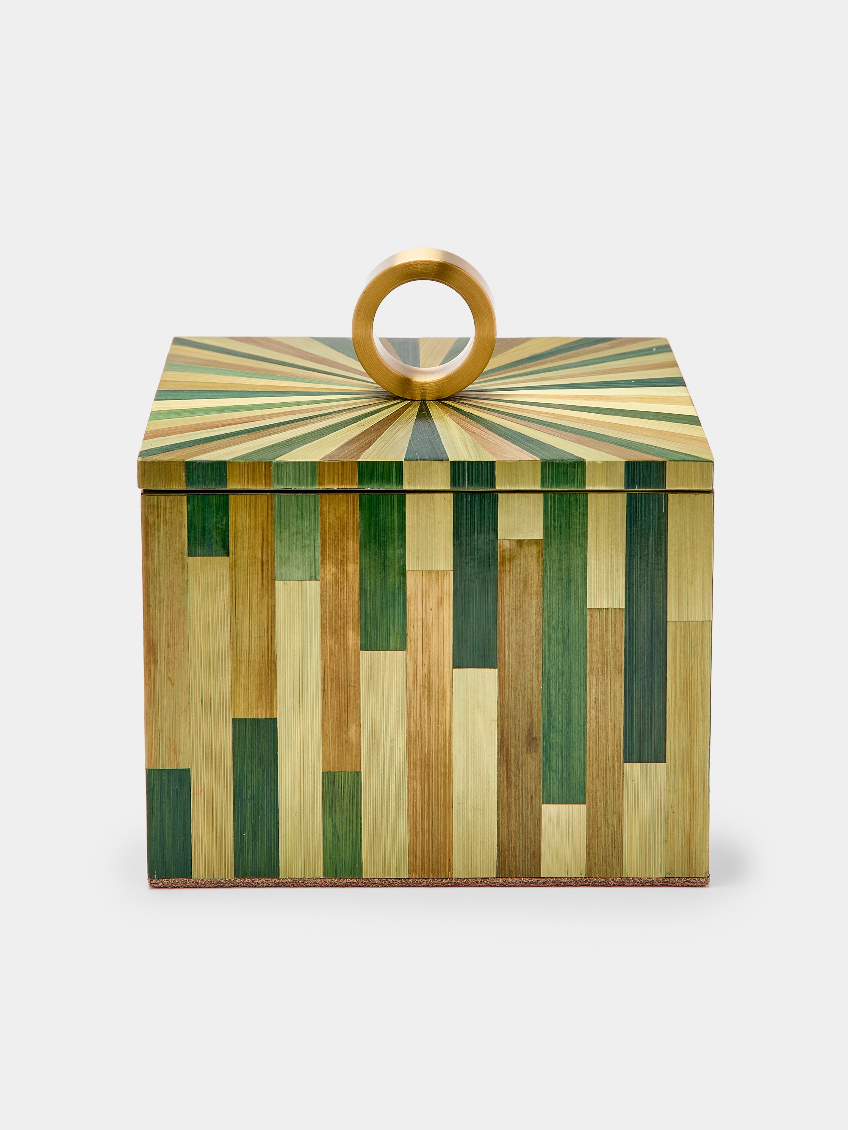 Weave Rye Straw Inlay Wood Jewelry Box