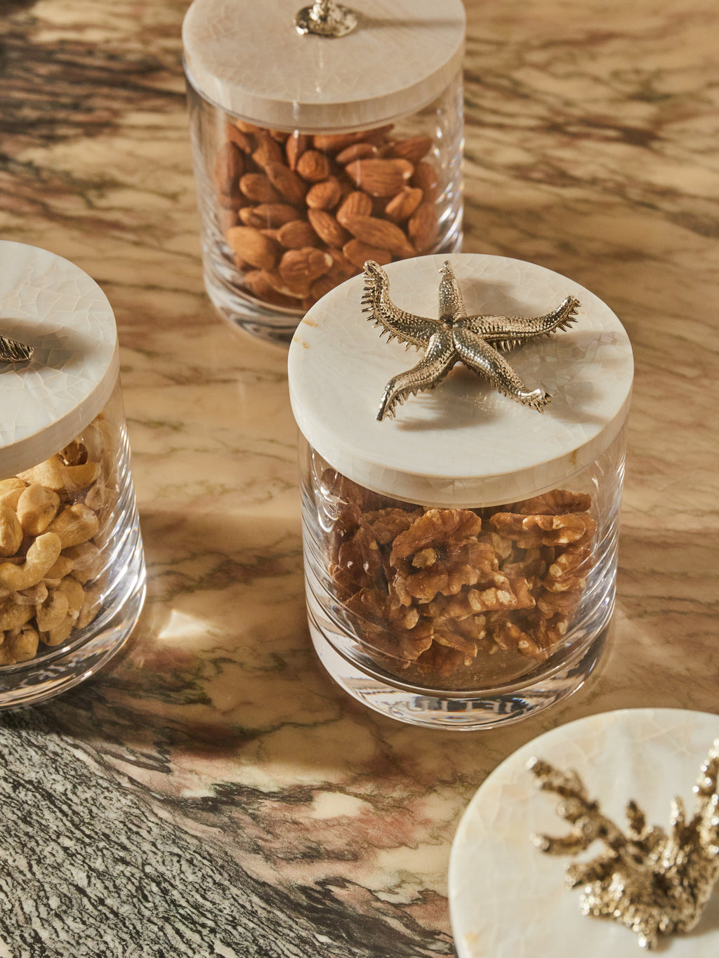 Starfish Silver-Plated, Shell and Glass Jar