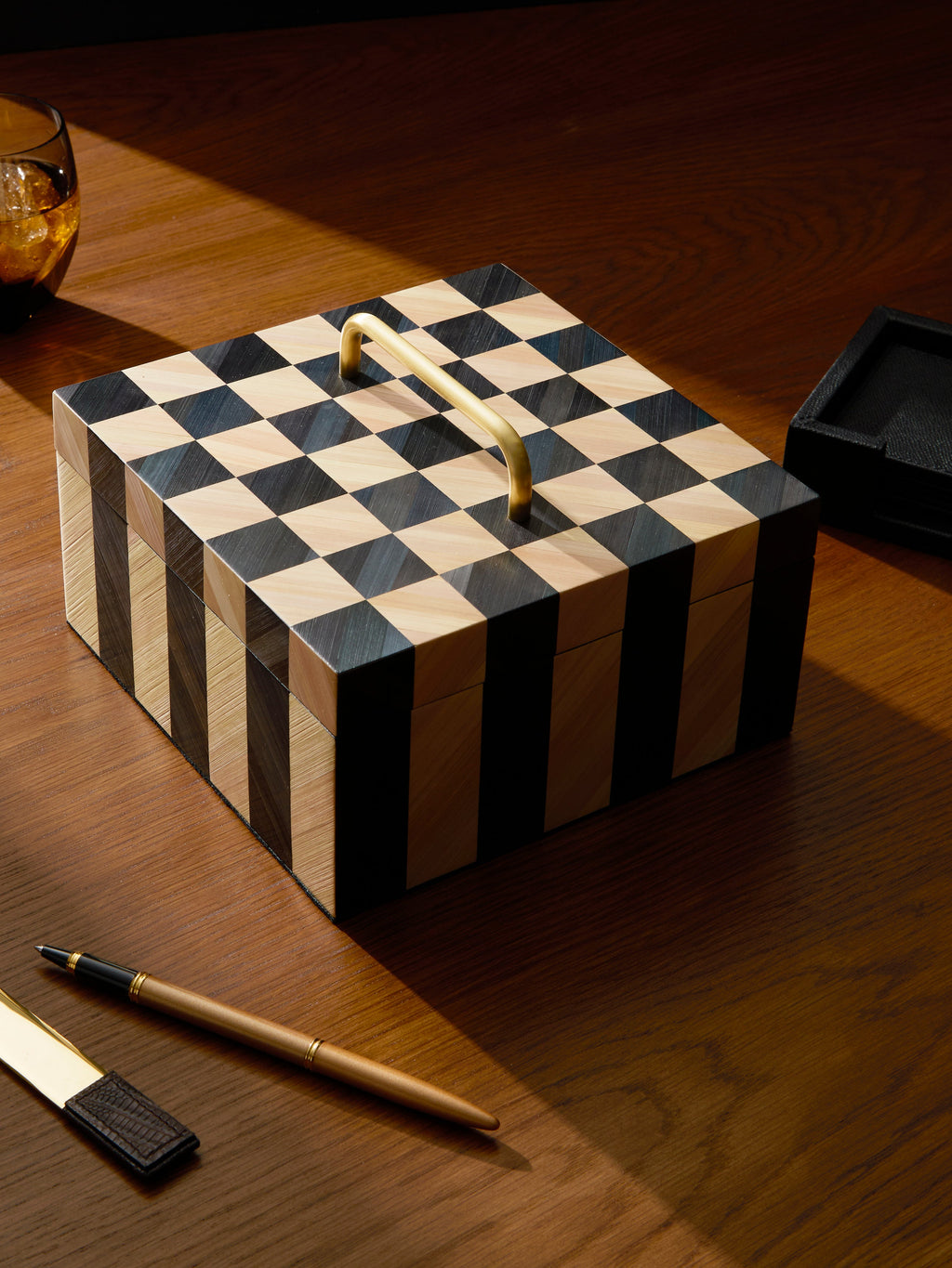 Weave Rye Straw Inlay Wood Box