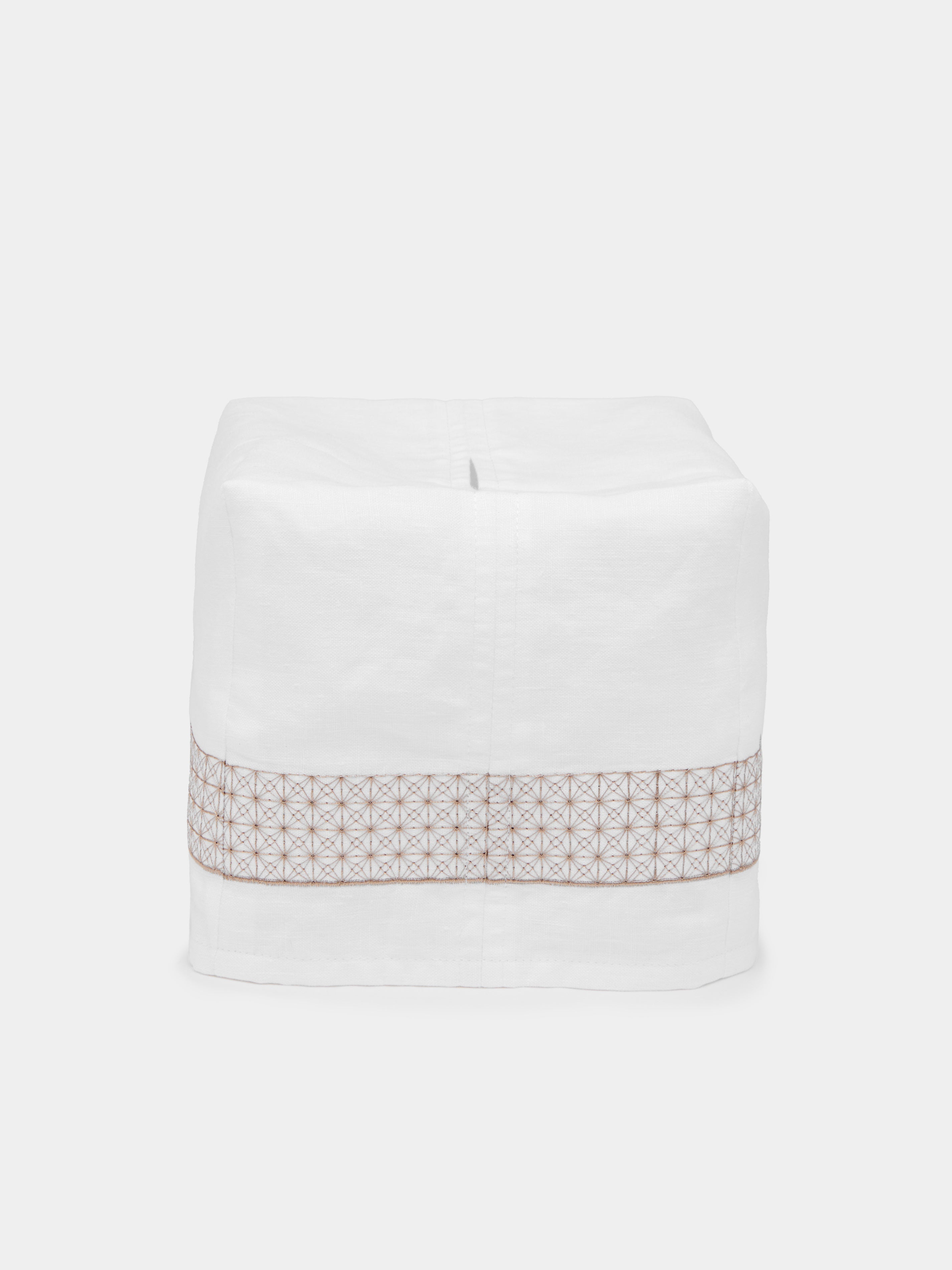 Marrakech Embroidered Linen Rectangular Tissue Box