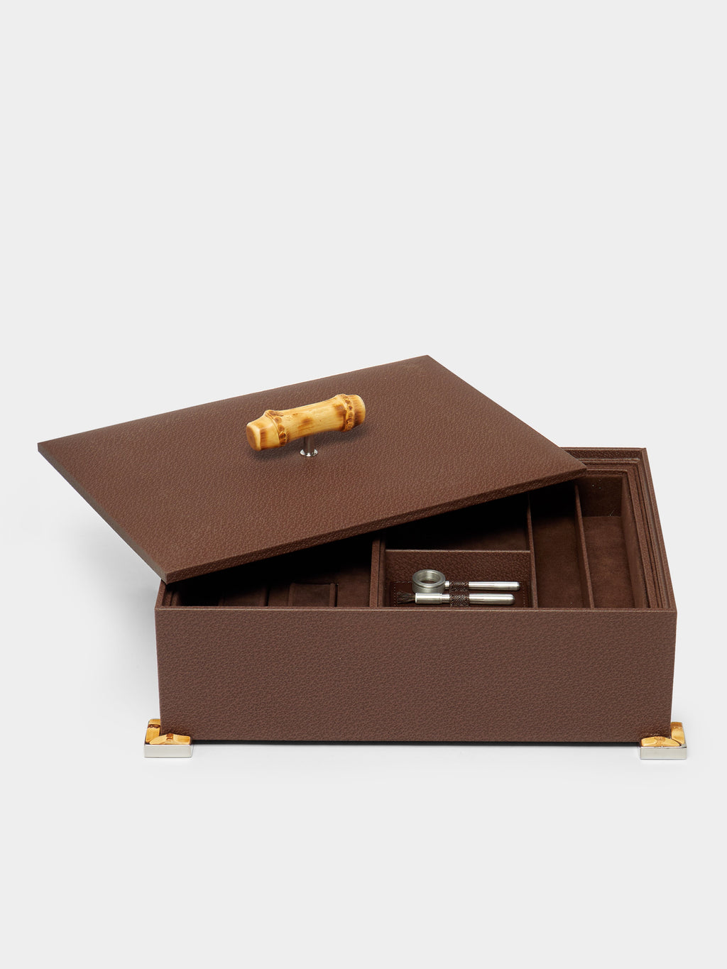 Bamboo Leather Jewelry and Watch Box