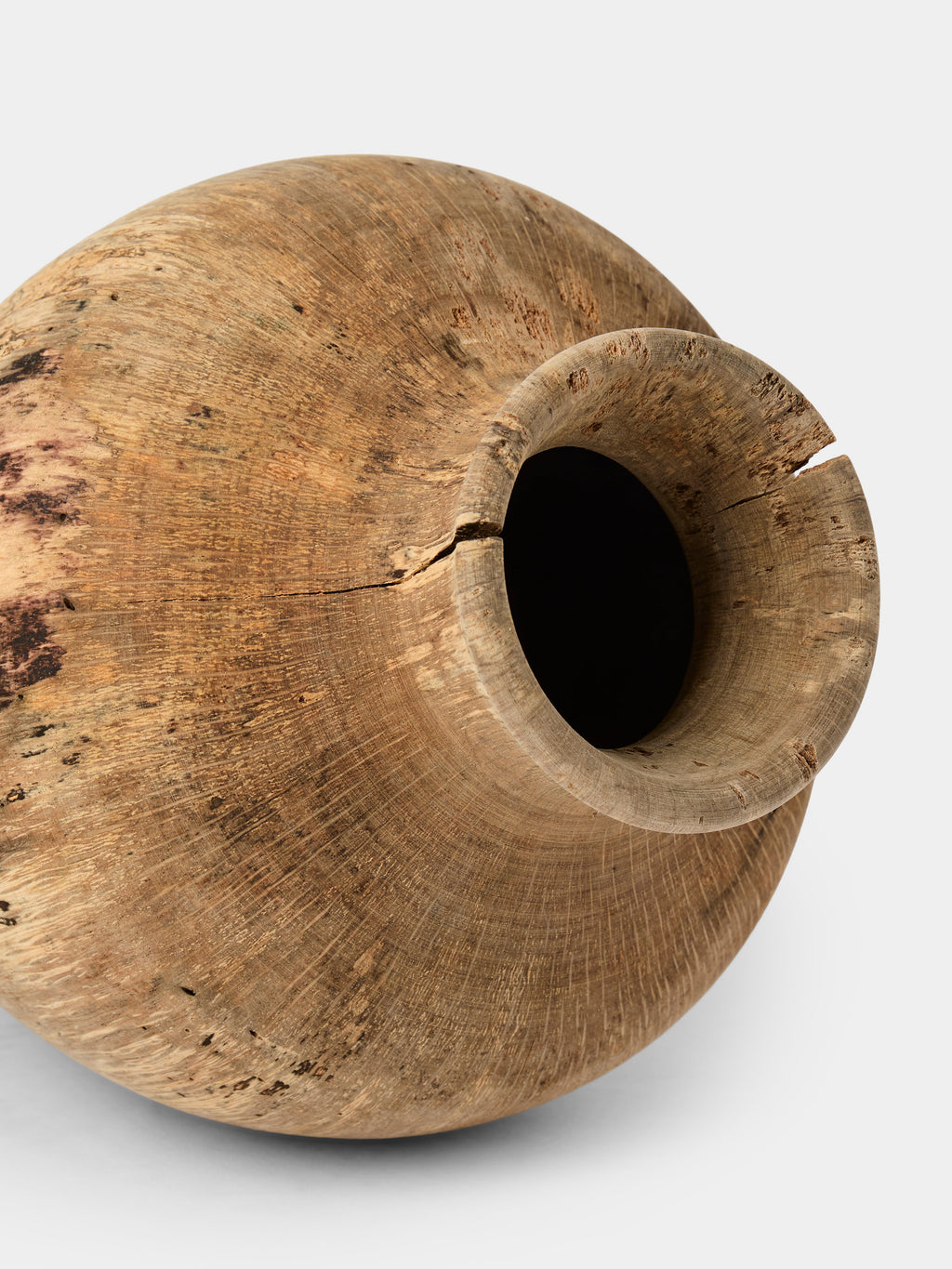 Hand-Turned Japanese Stone Oak Earth-Finish Vase (13in/33.5cm)