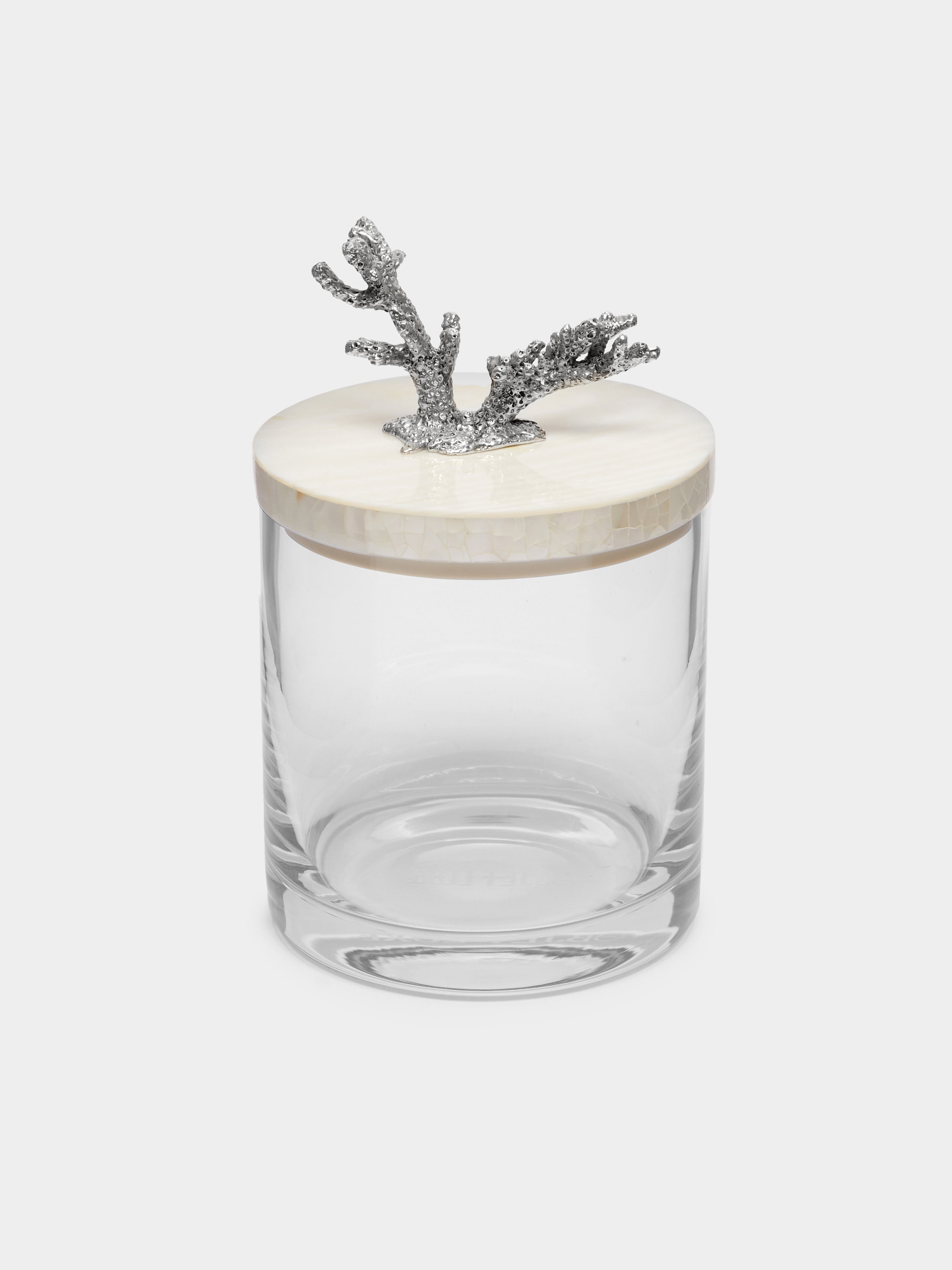 Coral Silver-Plated, Shell and Glass Jar