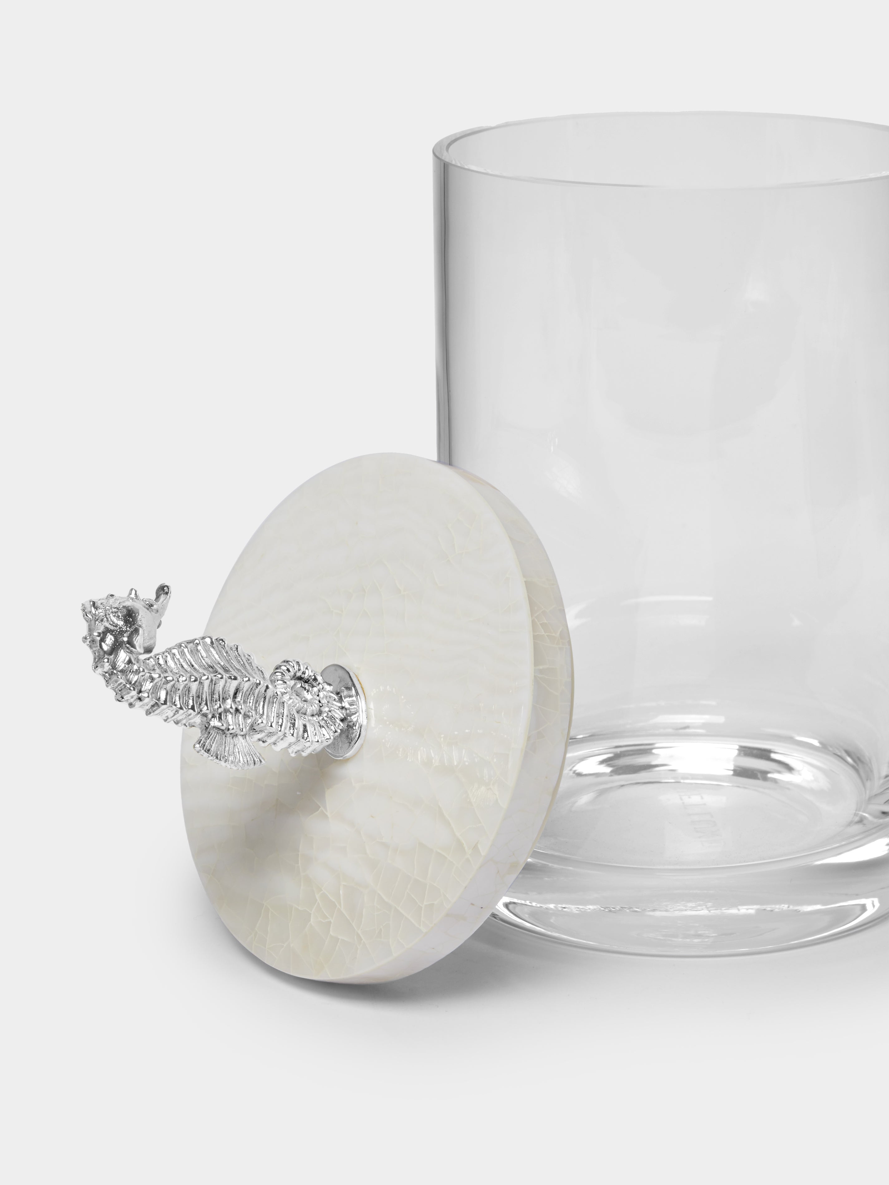 Seahorse Silver-Plated, Shell and Glass Jar