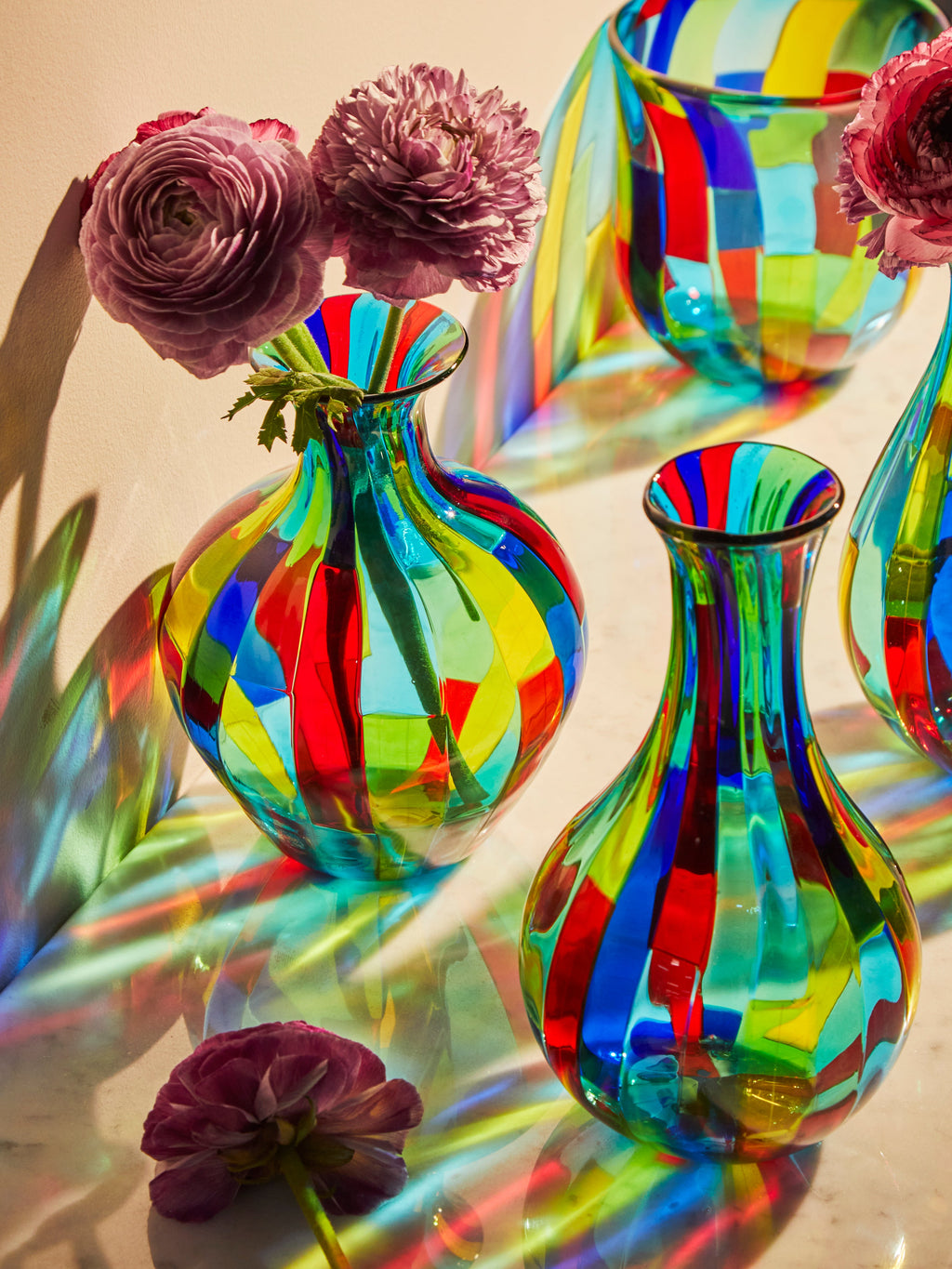 Acquamarina Hand-Blown Murano Glass Bud Vases (Set of 4)