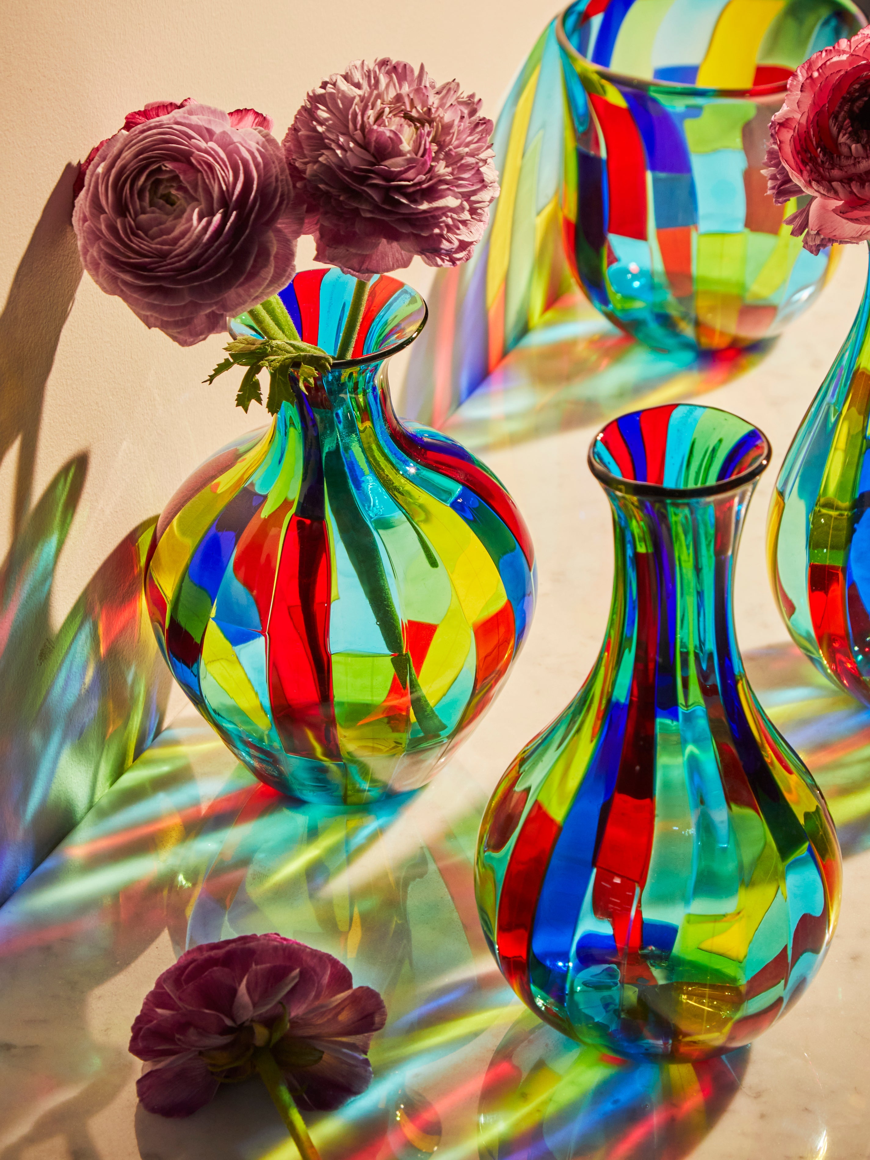 Acquamarina Hand-Blown Murano Glass Bud Vases (Set of 4)