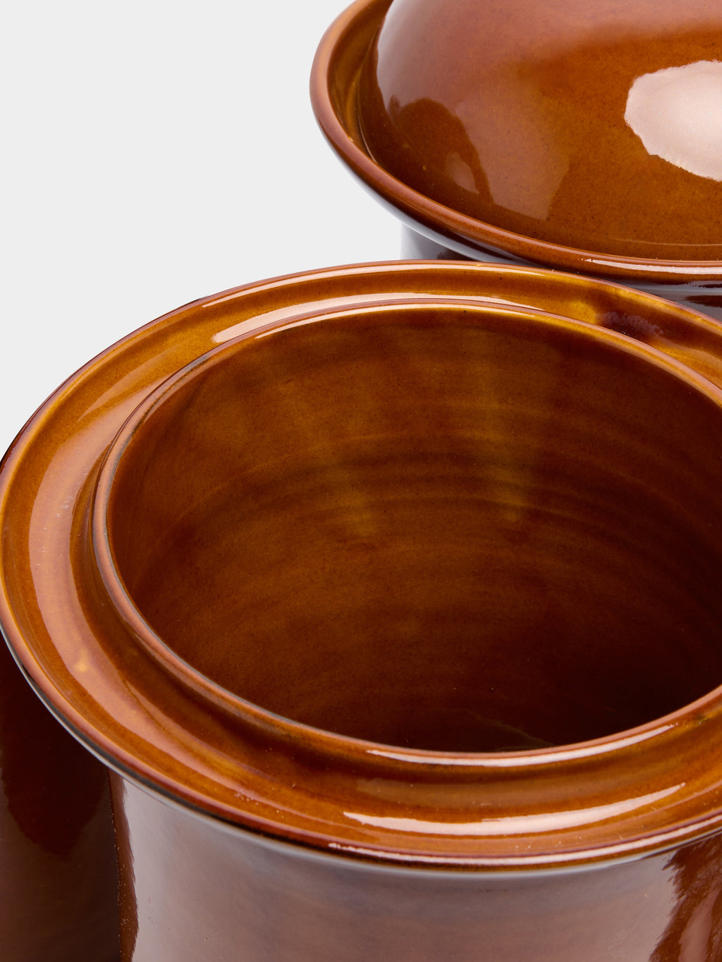 Hand-Glazed Ceramic Lidded Pots (Set of 2)