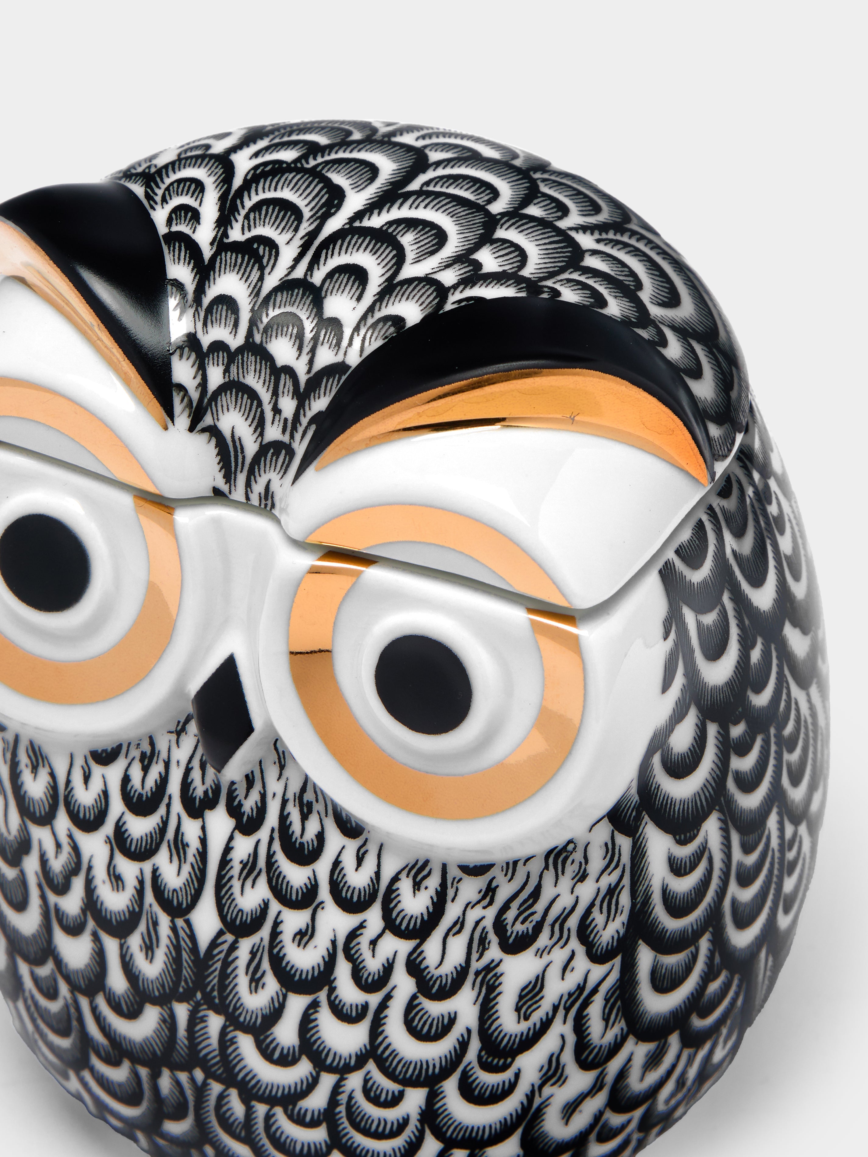 Civetta Piumata Hand-Painted Porcelain Jar